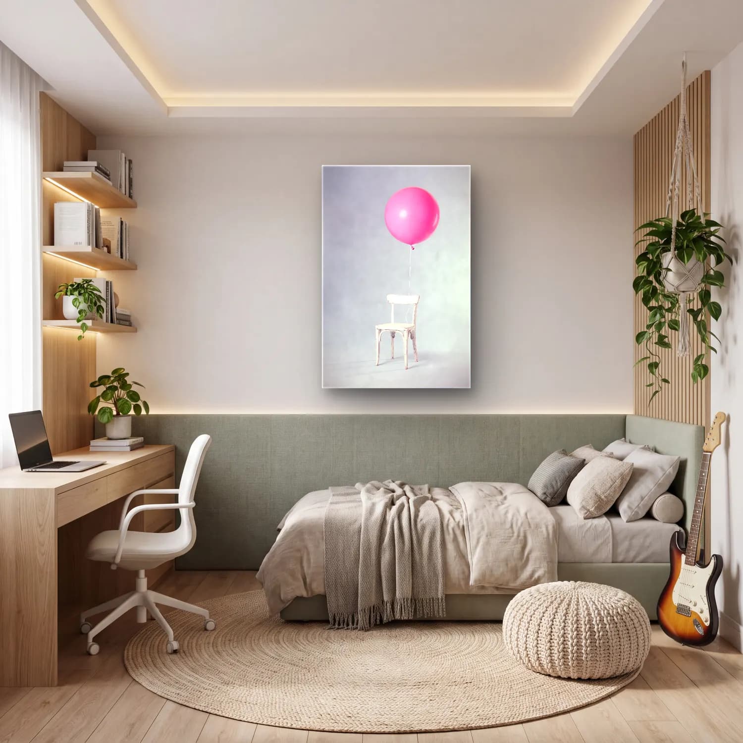 Pastel Sıcak Hava Balonu No. 6 cam tablo — genç odasında