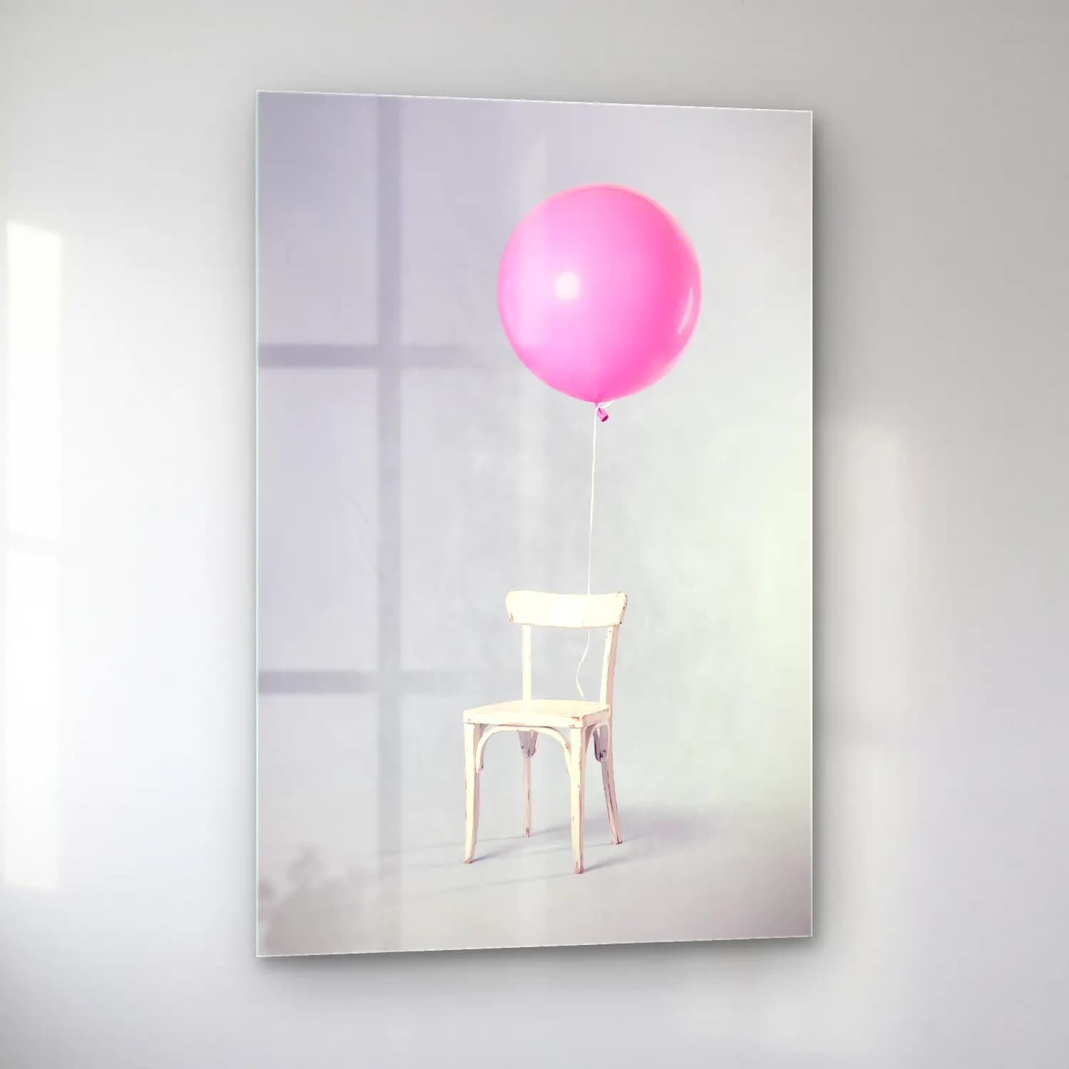 Pastel Sıcak Hava Balonu No. 6 cam tablo — sol açıdan görünüm