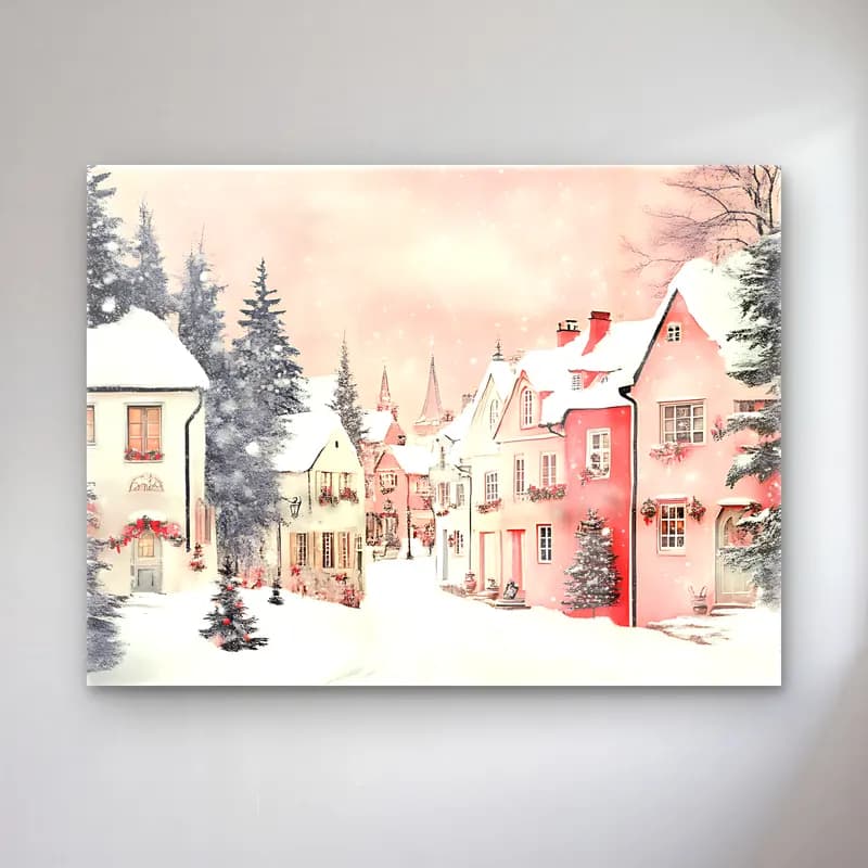 Pastel Karlı Kış Manzarası No. 11 cam tablo — Pastel Karlı Kış Manzarası No. 11 — pastel karlı kış manzarası