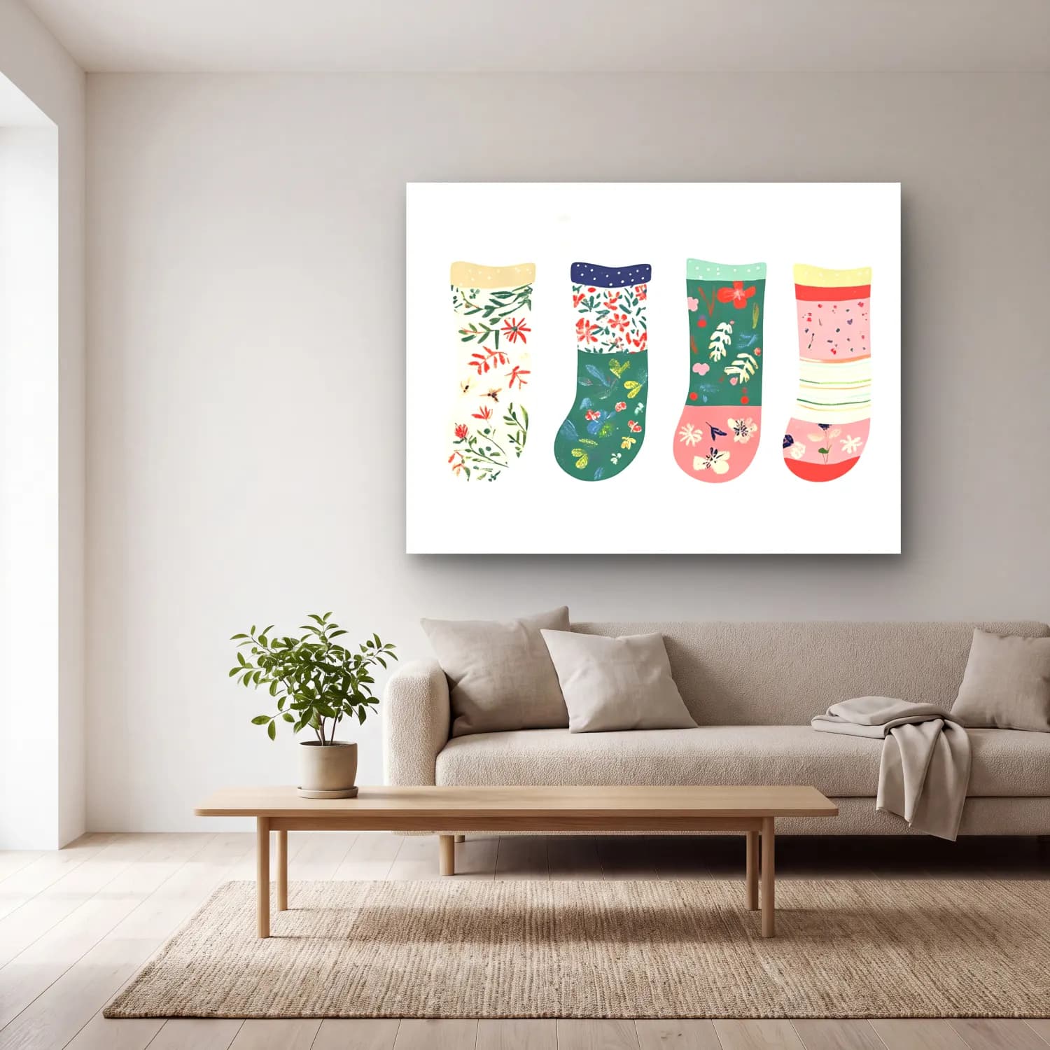 Pastel Çiçek Deseni No. 206 cam tablo — açık renk salonda