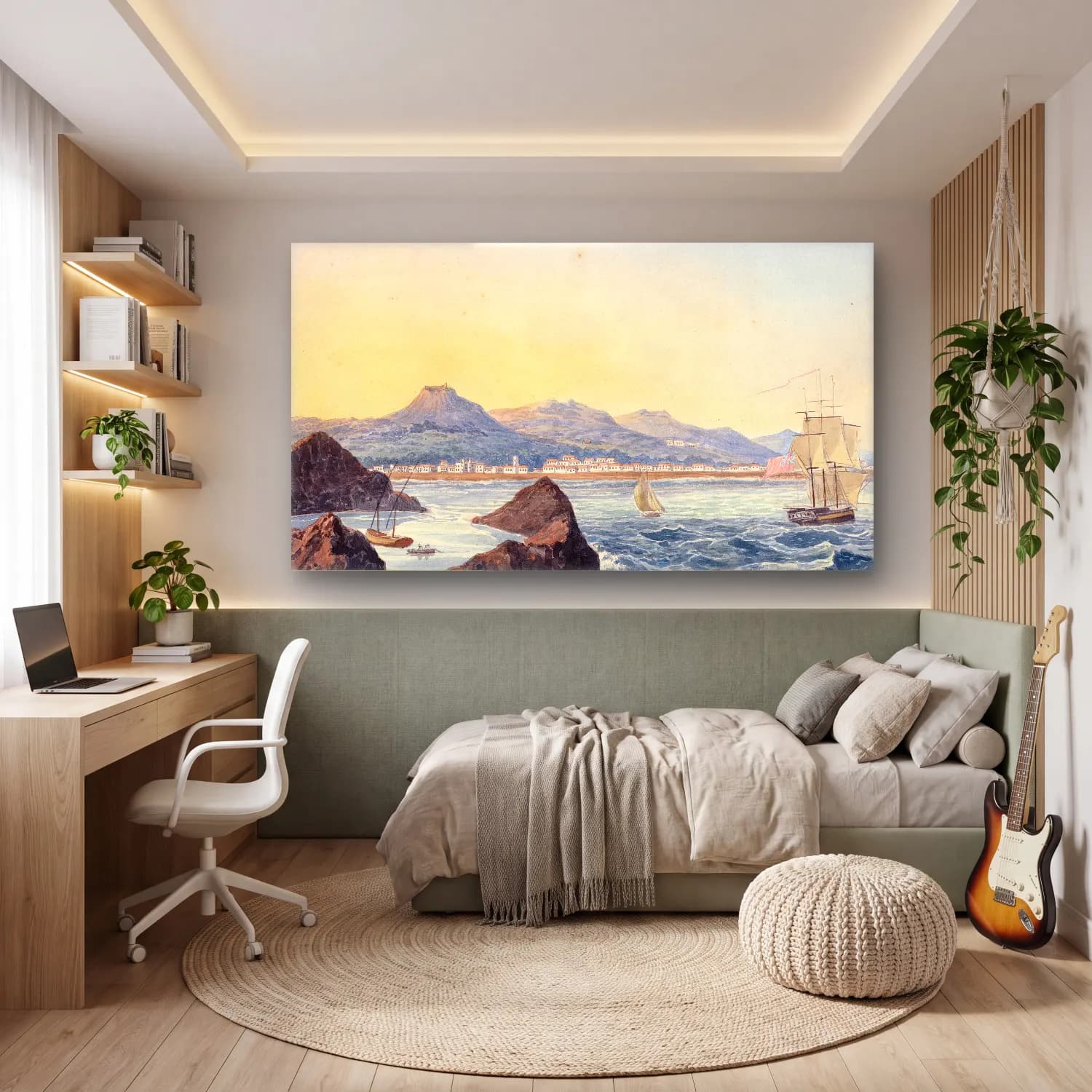 Charles Hamilton Smith – Villa Franca and Harbour cam tablo — genç odasında