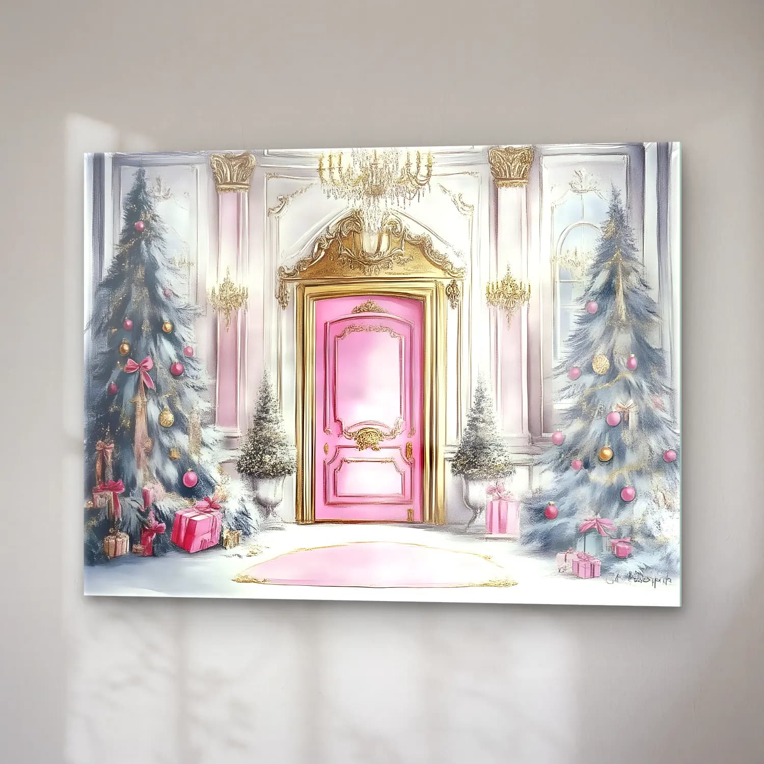 Pastel Kapı No. 3 cam tablo — sağ açıdan görünüm