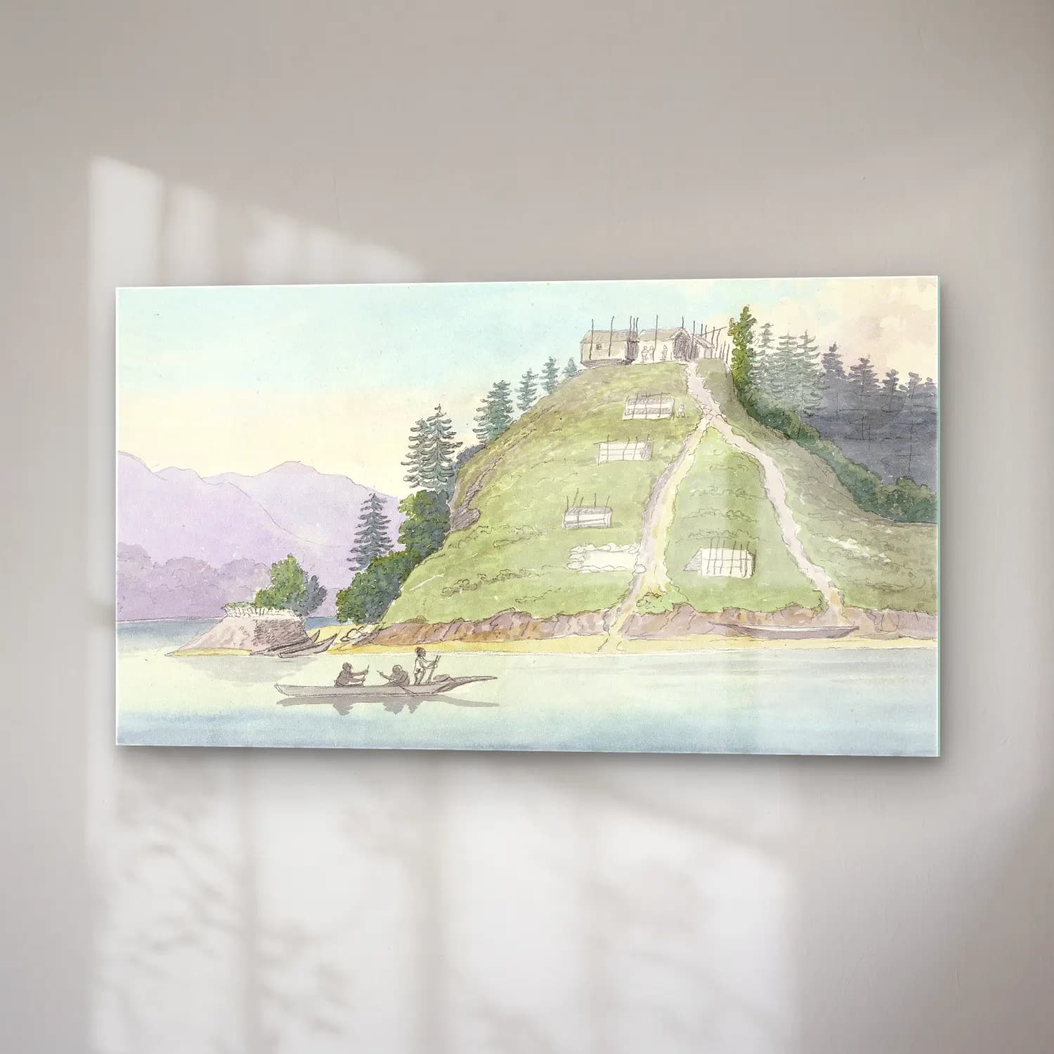 Charles Hamilton Smith – Village of Friendly Indians at the Entrance of Buter Canal… cam tablo — sağ açıdan görünüm