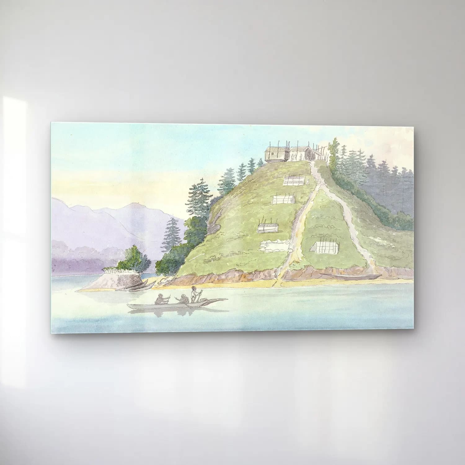 Charles Hamilton Smith – Village of Friendly Indians at the Entrance of Buter Canal… cam tablo — sol açıdan görünüm