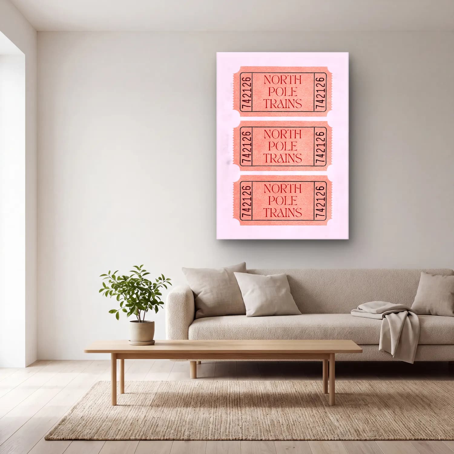 Pastel Tren – Pembe Tonlar cam tablo — açık renk salonda