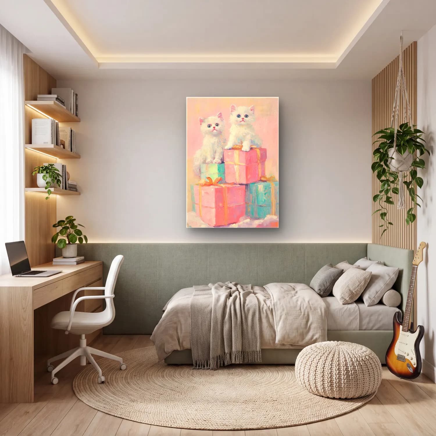 Pastel Hediye Paketleri No. 12 cam tablo — genç odasında