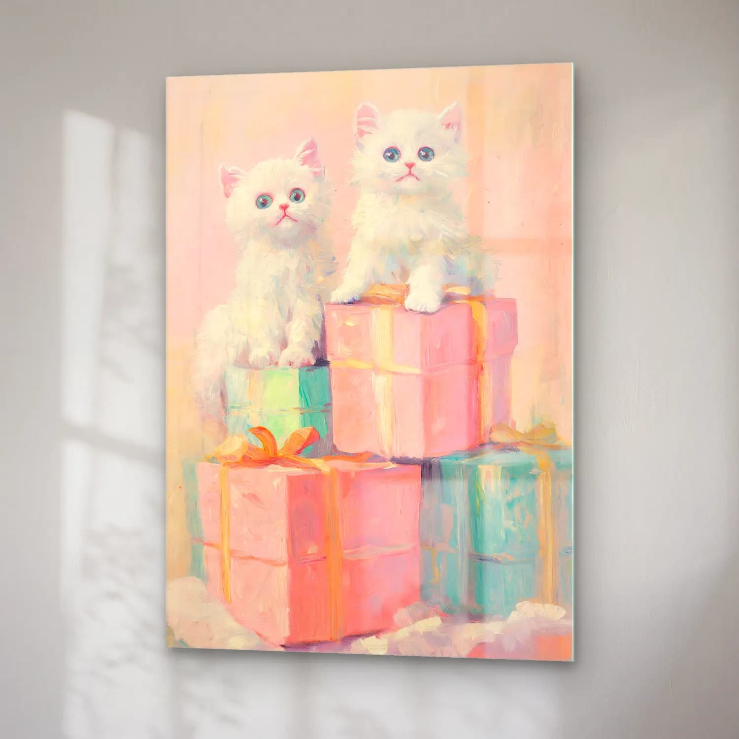 Pastel Hediye Paketleri No. 12 cam tablo — sağ açıdan görünüm