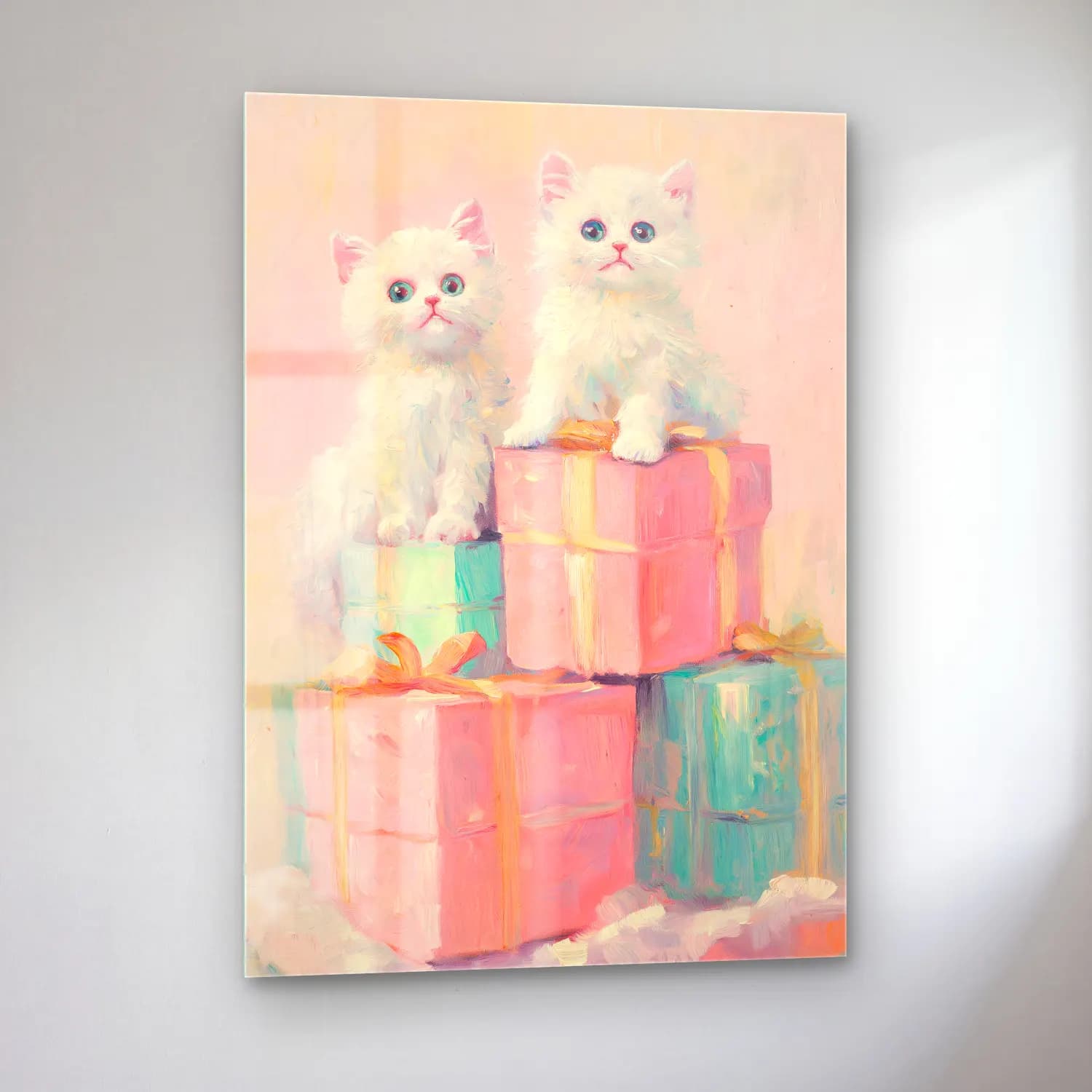 Pastel Hediye Paketleri No. 12 cam tablo — sol açıdan görünüm