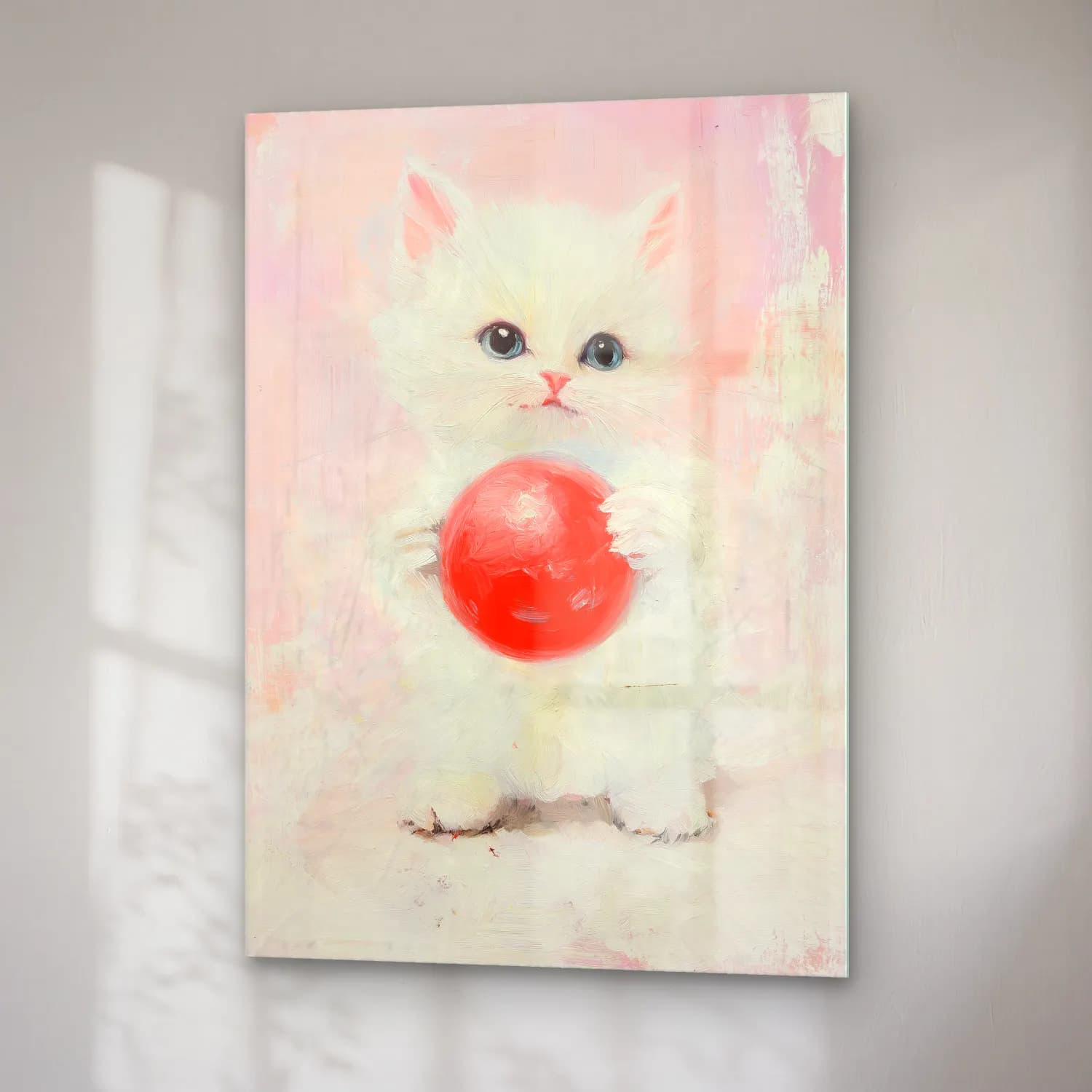 Yağlı Boya Kedi No. 15 cam tablo — sağ açıdan görünüm