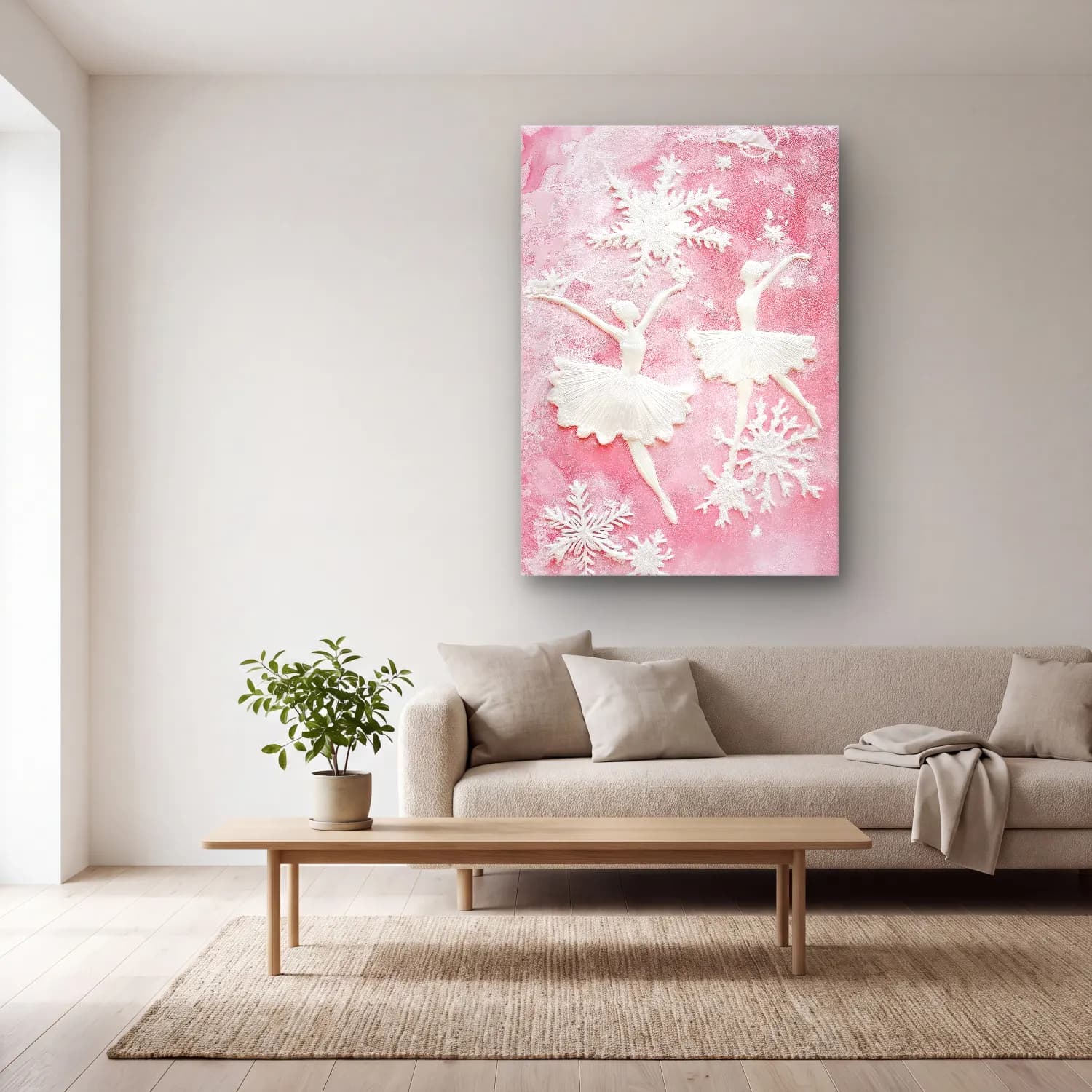 Pastel Balerin No. 6 cam tablo — açık renk salonda