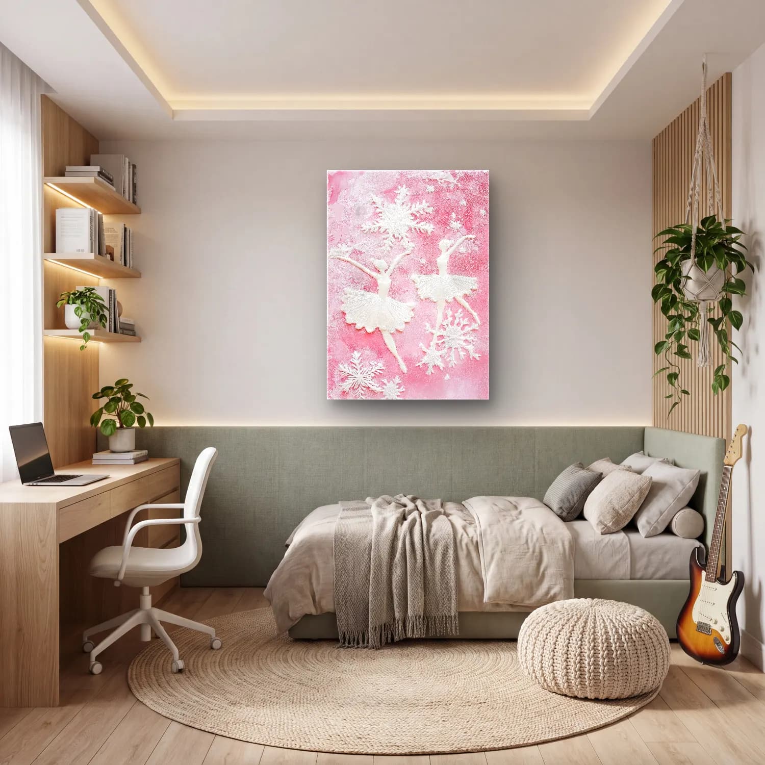 Pastel Balerin No. 6 cam tablo — genç odasında