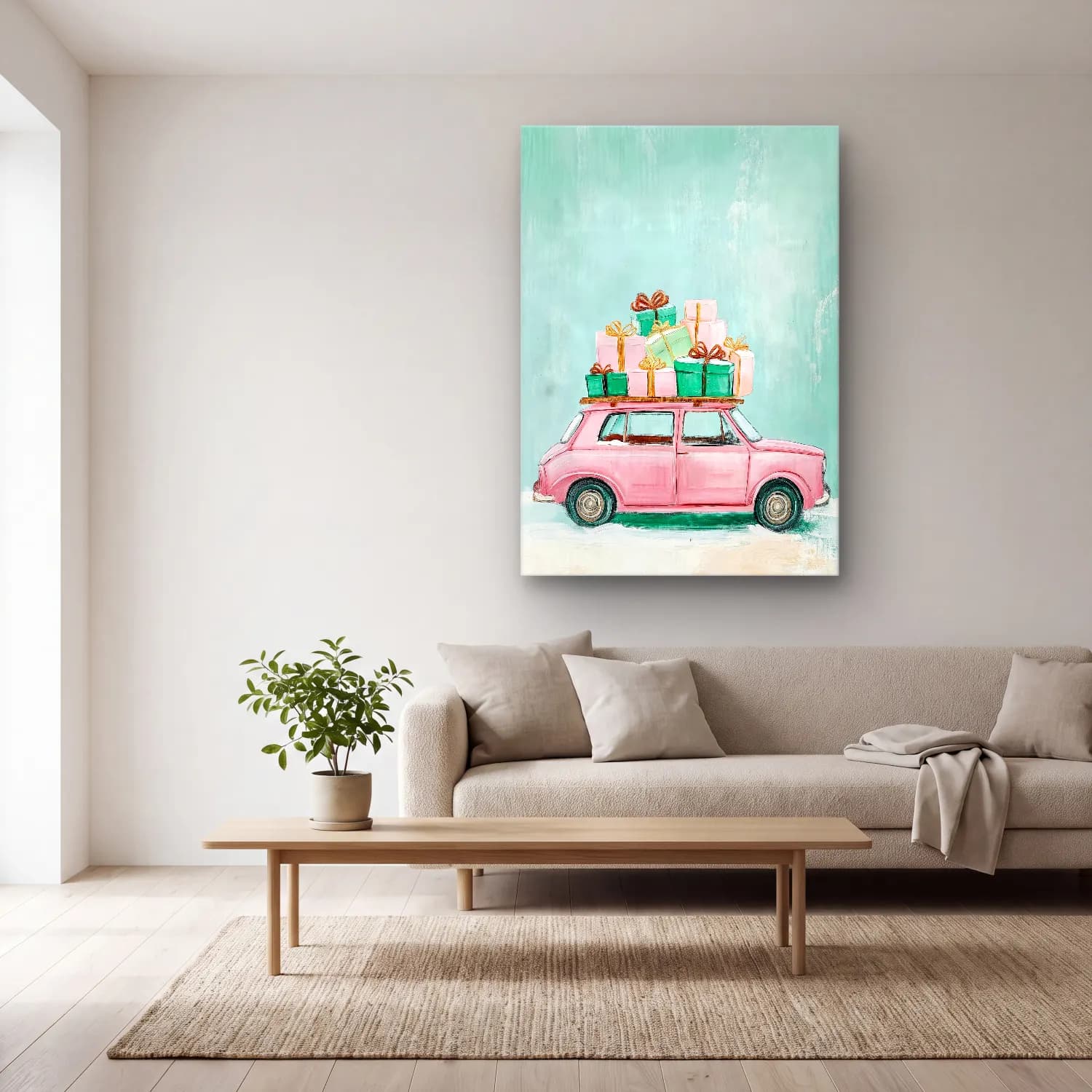 Vintage Hediye Paketleri – Pembe Tonlar cam tablo — açık renk salonda