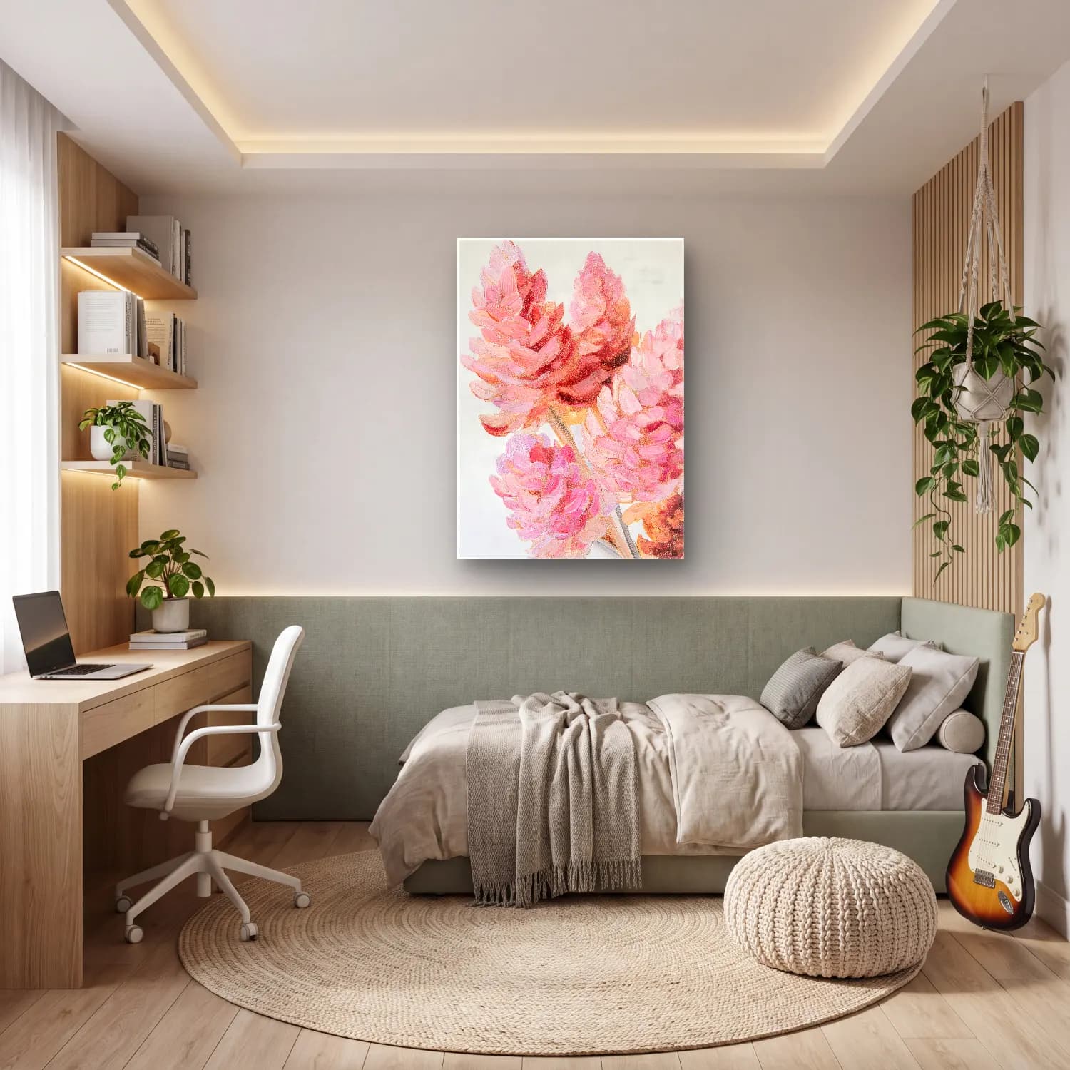 Pastel Pembe Şakayıklar No. 13 cam tablo — genç odasında