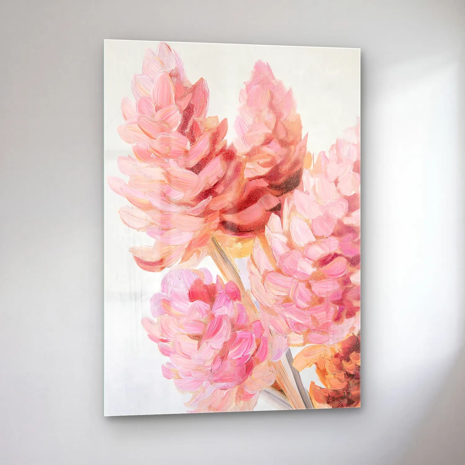 Pastel Pembe Şakayıklar No. 13 cam tablo — sol açıdan görünüm