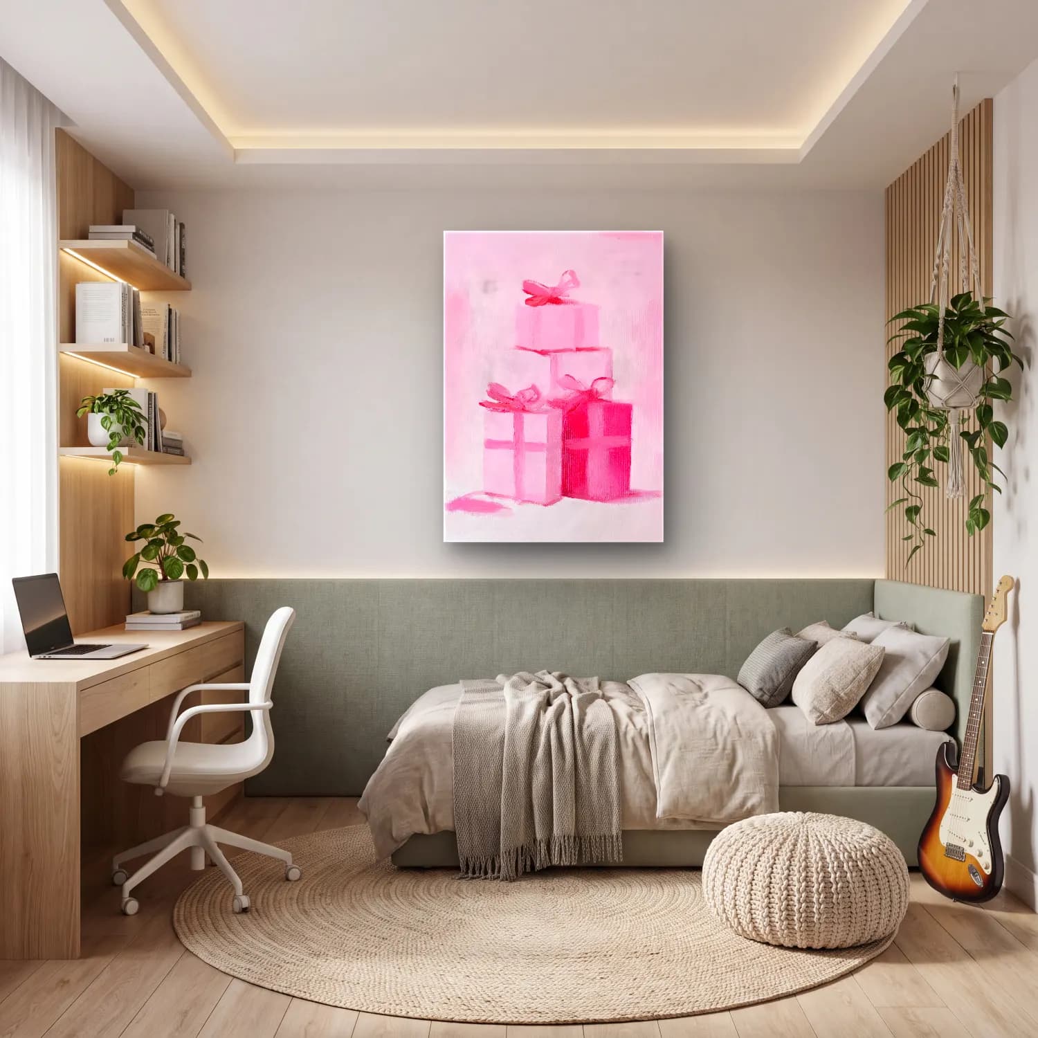 Pastel Hediye Paketleri No. 13 cam tablo — genç odasında