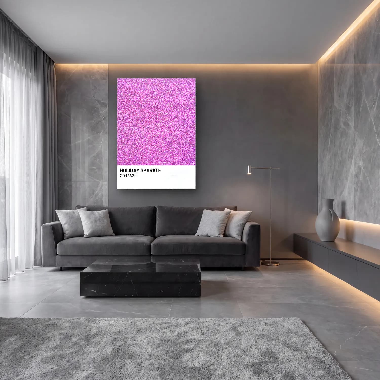 Pastel Altın Doku No. 6 cam tablo — lüks salon duvarında