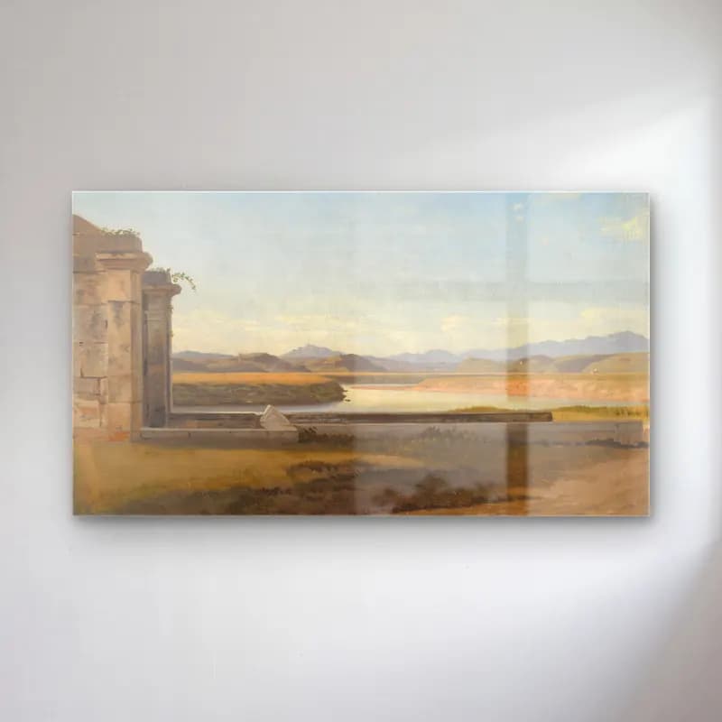 Christoffer Wilhelm Eckersberg – View from the Fontana Acetosa, Rome cam tablo — Christoffer Wilhelm Eckersberg – View from the Fontana Acetosa, Rome — yağlı boya göl ve dağlar
