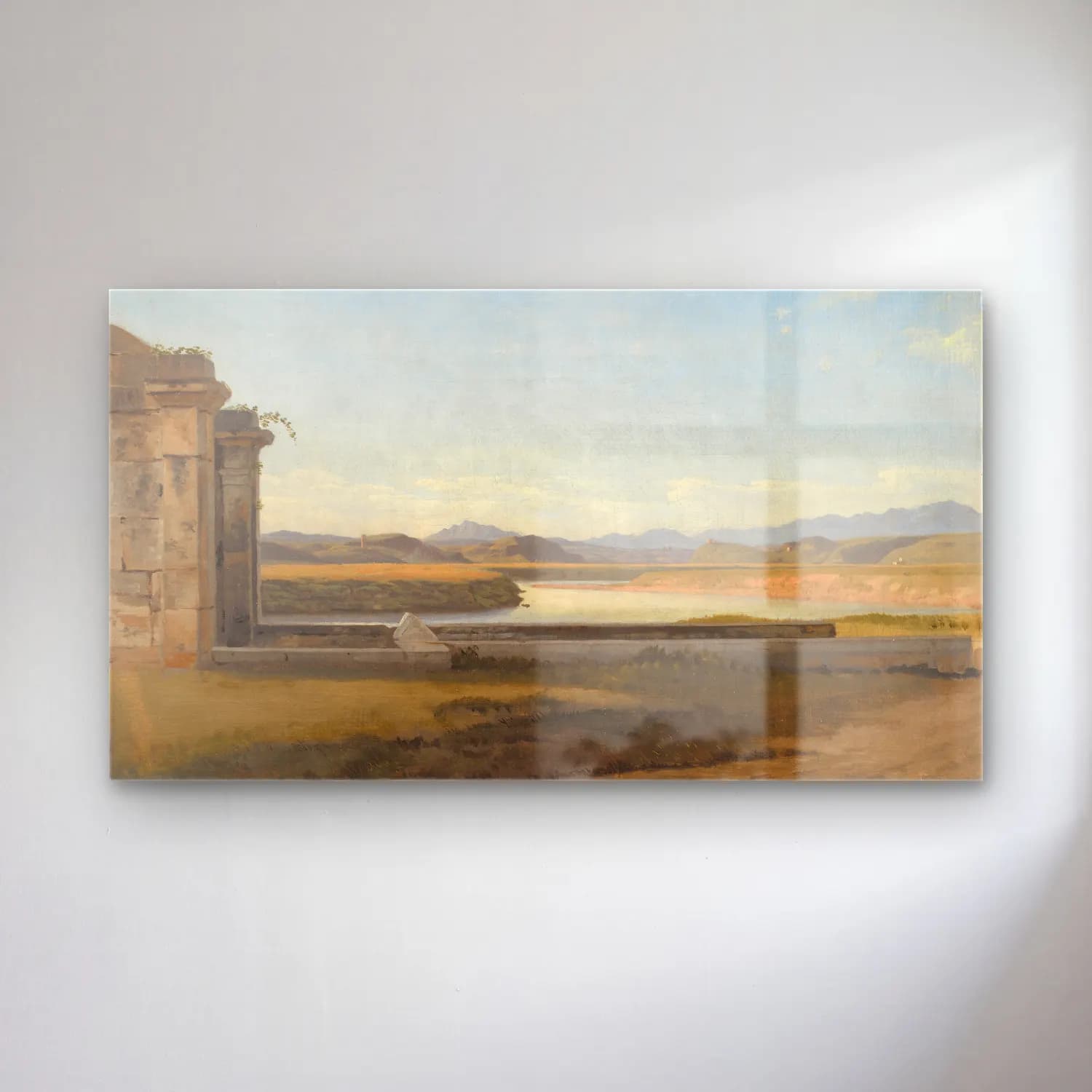 Christoffer Wilhelm Eckersberg – View from the Fontana Acetosa, Rome cam tablo — Christoffer Wilhelm Eckersberg – View from the Fontana Acetosa, Rome — yağlı boya göl ve dağlar