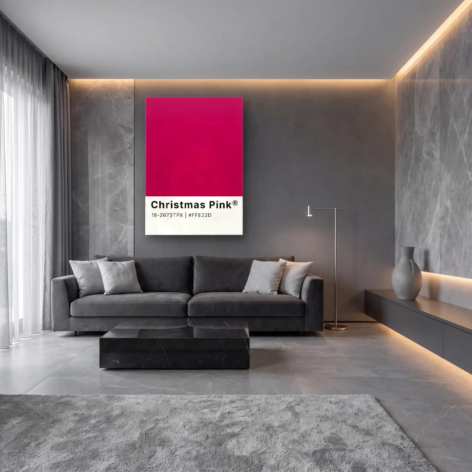 Pastel Yılbaşı Ağacı No. 30 cam tablo — lüks salon duvarında