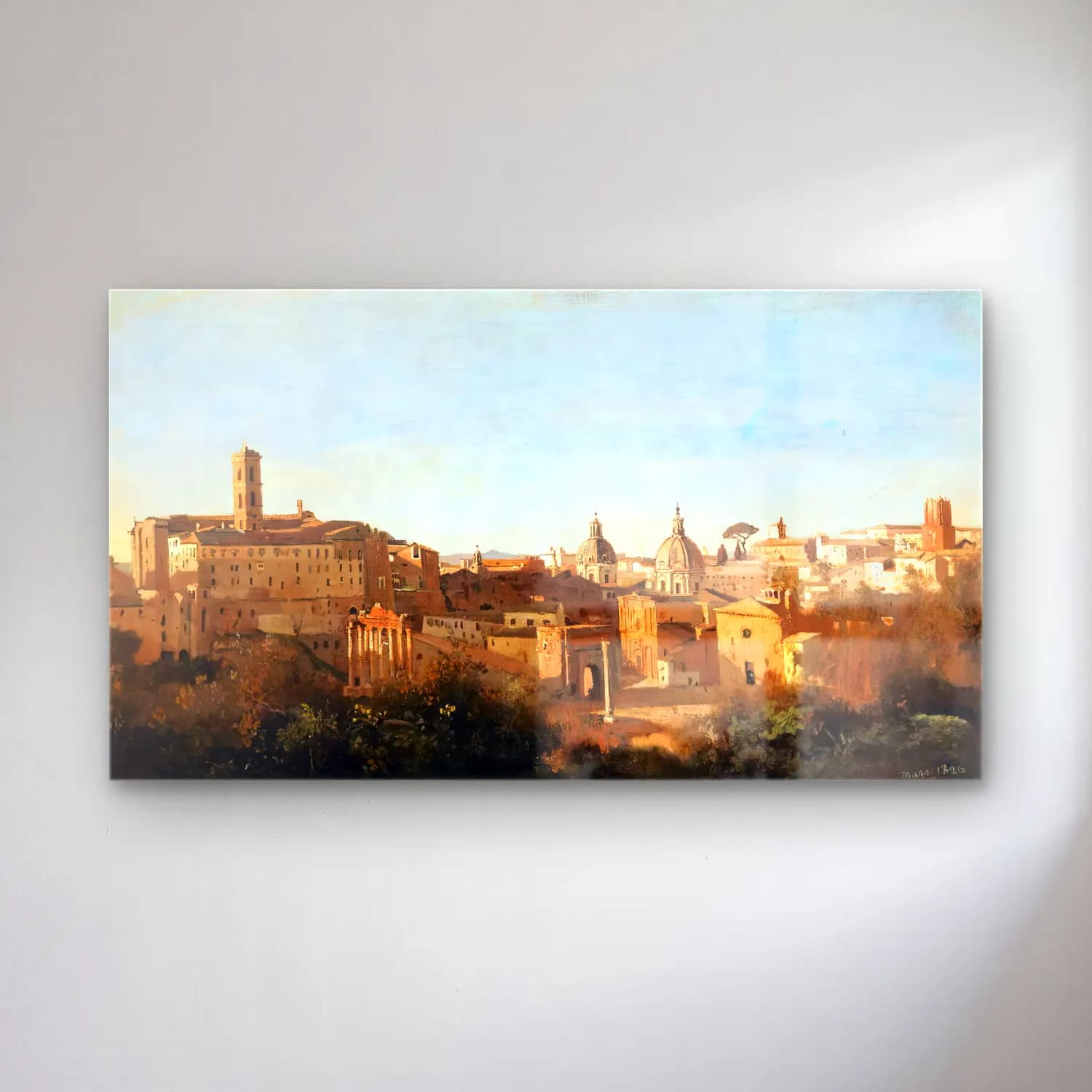Jean-Baptiste C. Corot – The Forum Seen from the Farnese Gardens cam tablo — Jean-Baptiste C. Corot – The Forum Seen from the Farnese Gardens — yağlı boya roma