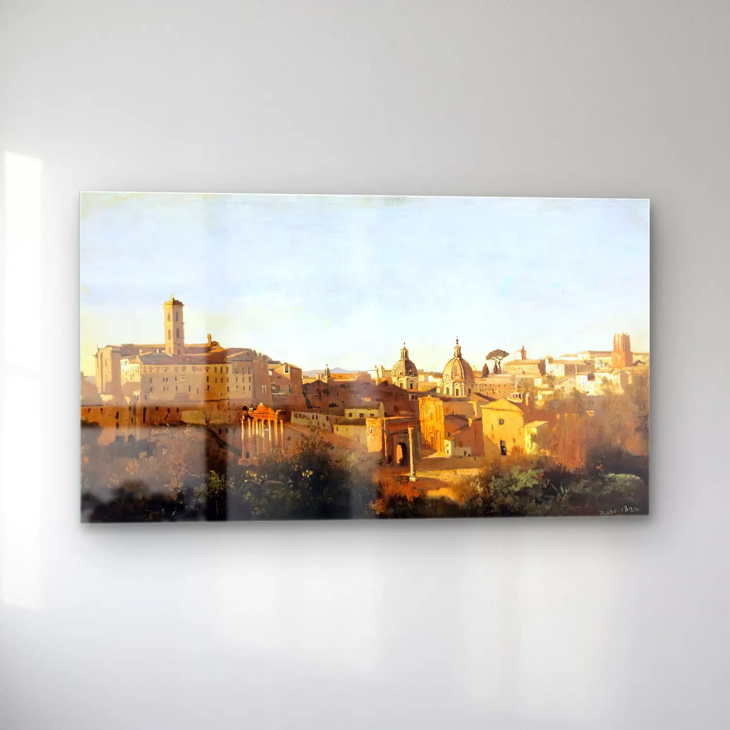 Jean-Baptiste C. Corot – The Forum Seen from the Farnese Gardens cam tablo — sol açıdan görünüm