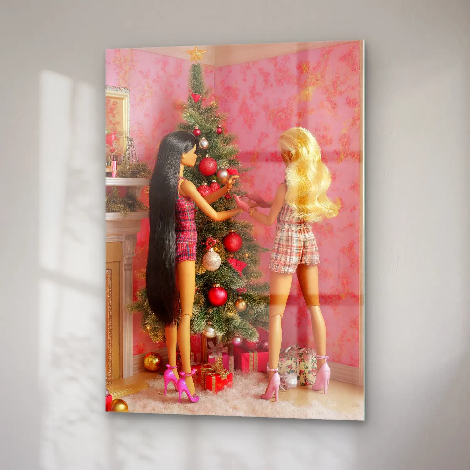 Pastel Yılbaşı Süsleri No. 42 cam tablo — sağ açıdan görünüm