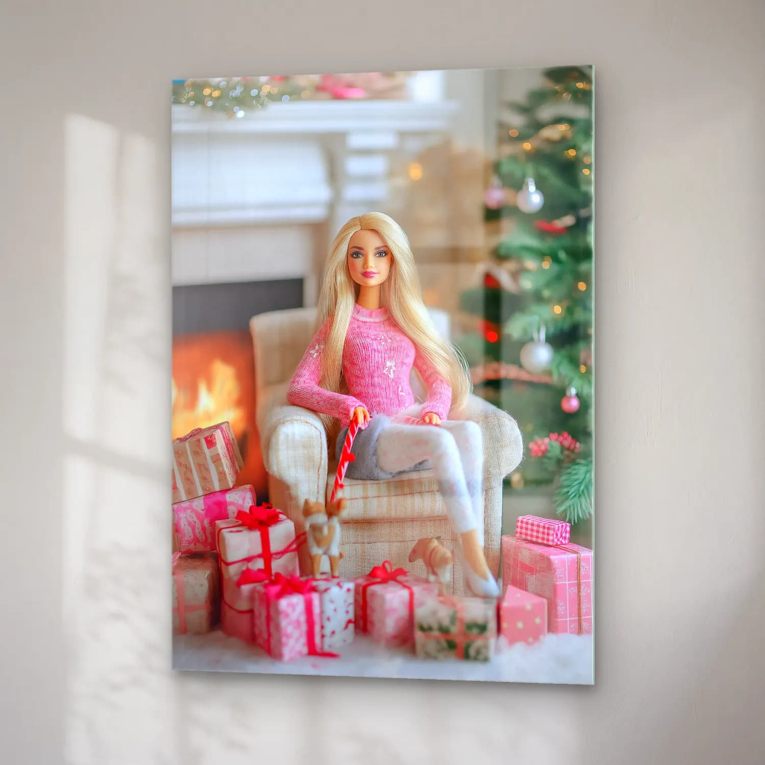 Pastel Noel Baba No. 10 cam tablo — sağ açıdan görünüm
