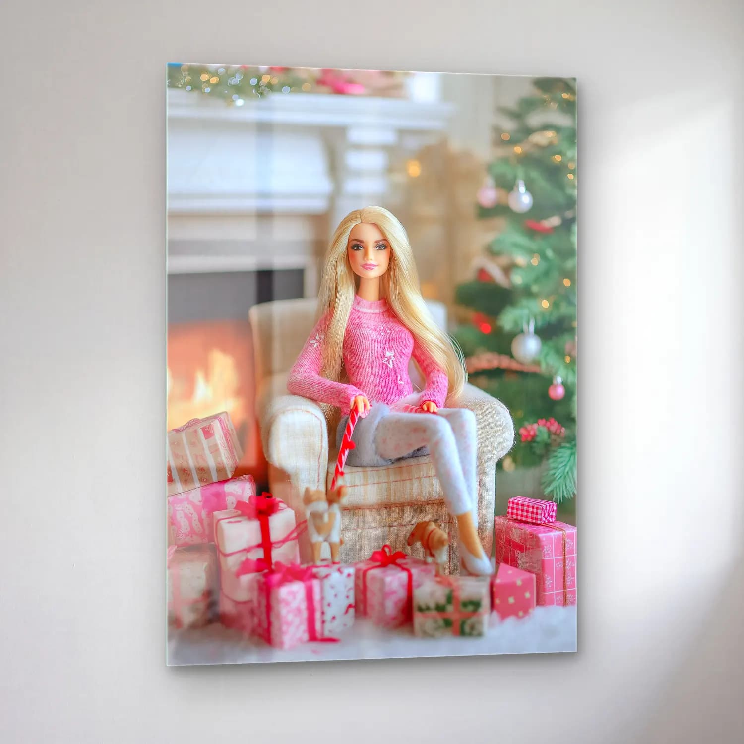 Pastel Noel Baba No. 10 cam tablo — sol açıdan görünüm