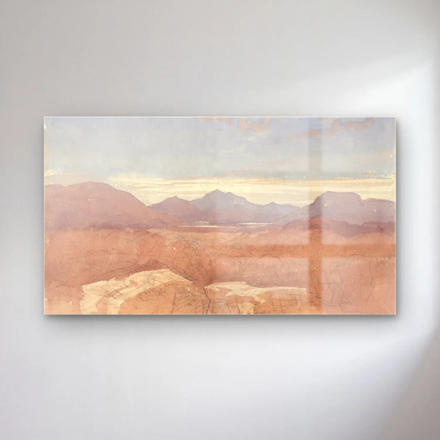 David Cox – A Mountainous View, North Wales cam tablo — David Cox – A Mountainous View, North Wales — suluboya dağ manzarası