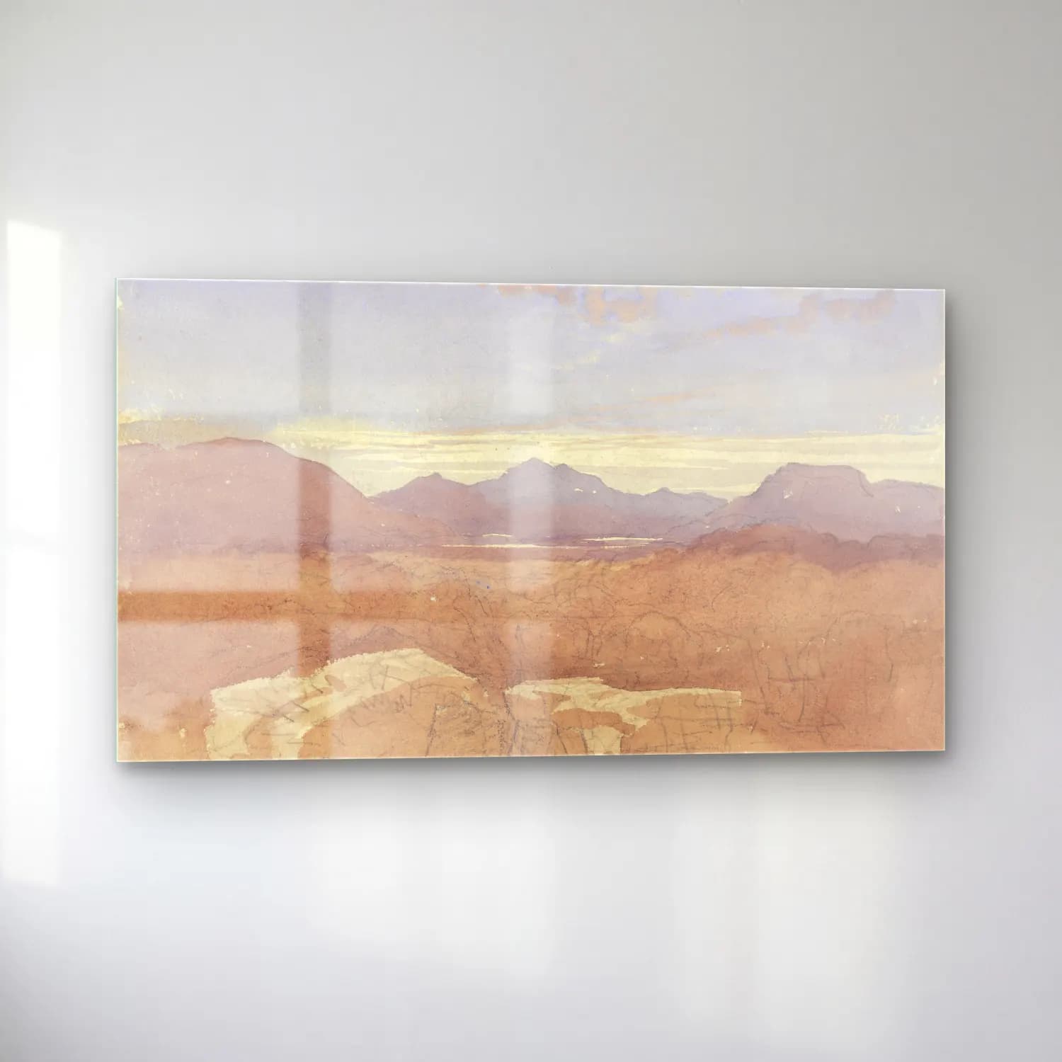 David Cox – A Mountainous View, North Wales cam tablo — sol açıdan görünüm