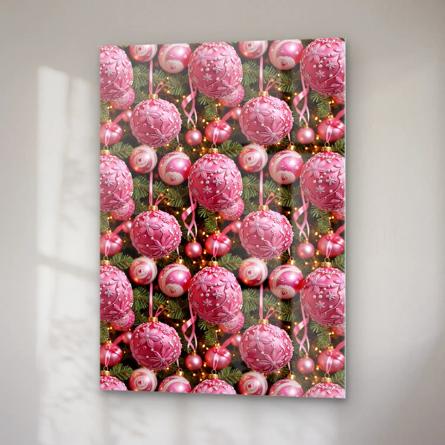 Pastel Yılbaşı Süsleri No. 44 cam tablo — sağ açıdan görünüm