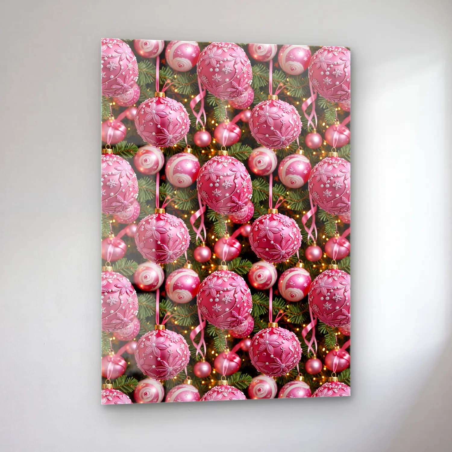 Pastel Yılbaşı Süsleri No. 44 cam tablo — sol açıdan görünüm