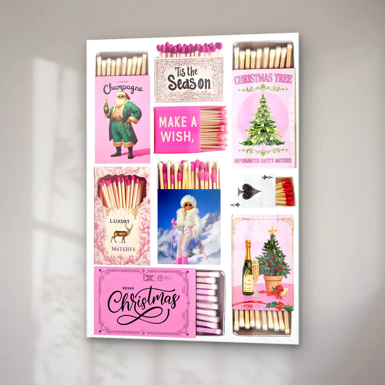 Pastel Yılbaşı Süsleri No. 45 cam tablo — sağ açıdan görünüm