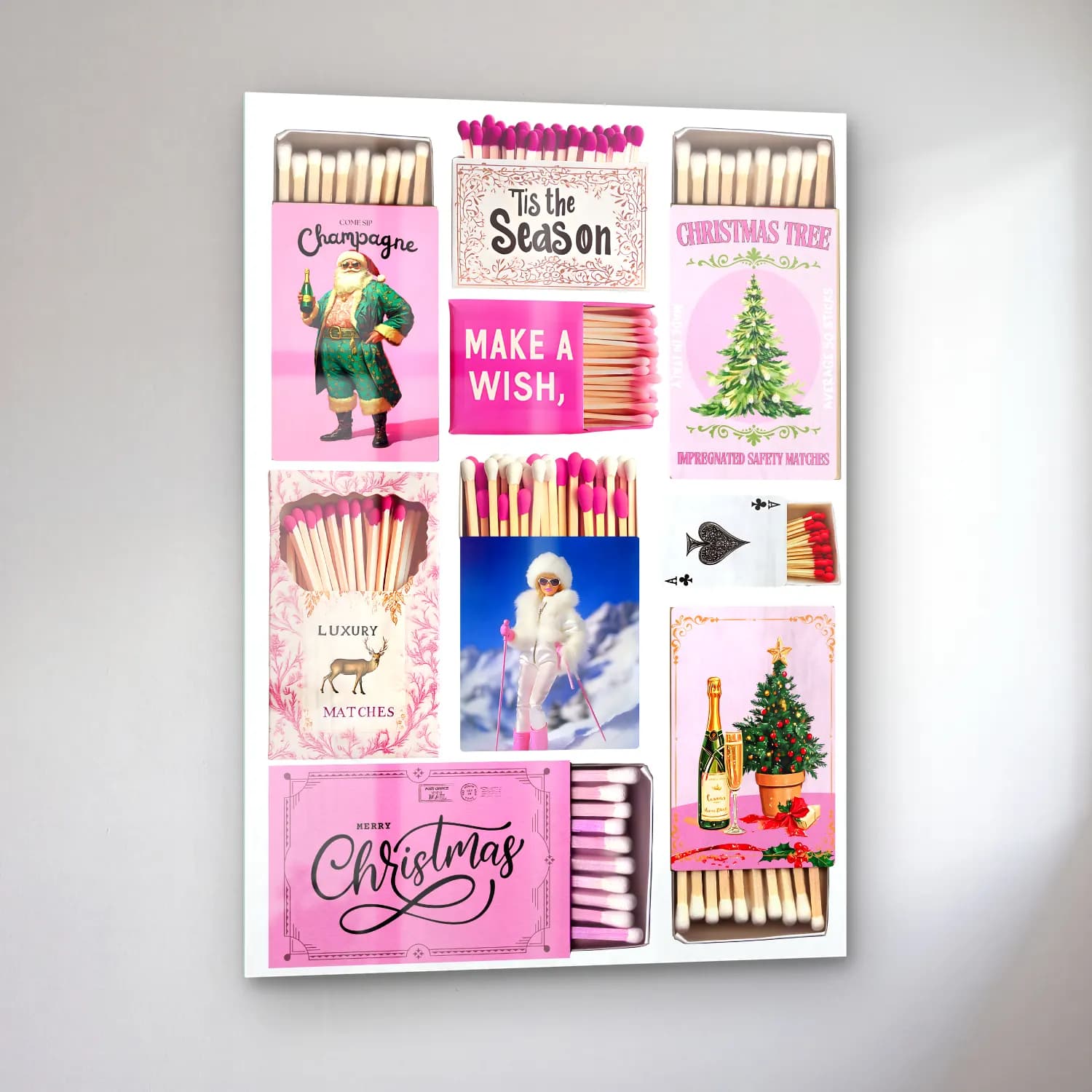 Pastel Yılbaşı Süsleri No. 45 cam tablo — sol açıdan görünüm