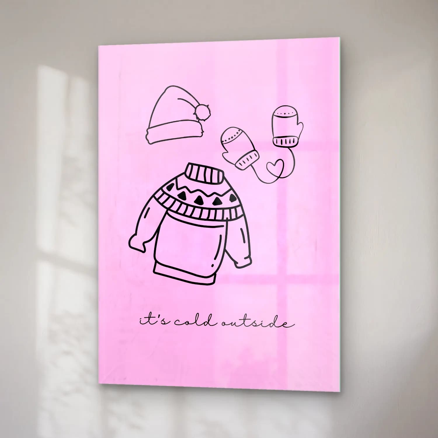 Pastel Kardan Adam – Pembe Tonlar cam tablo — sağ açıdan görünüm