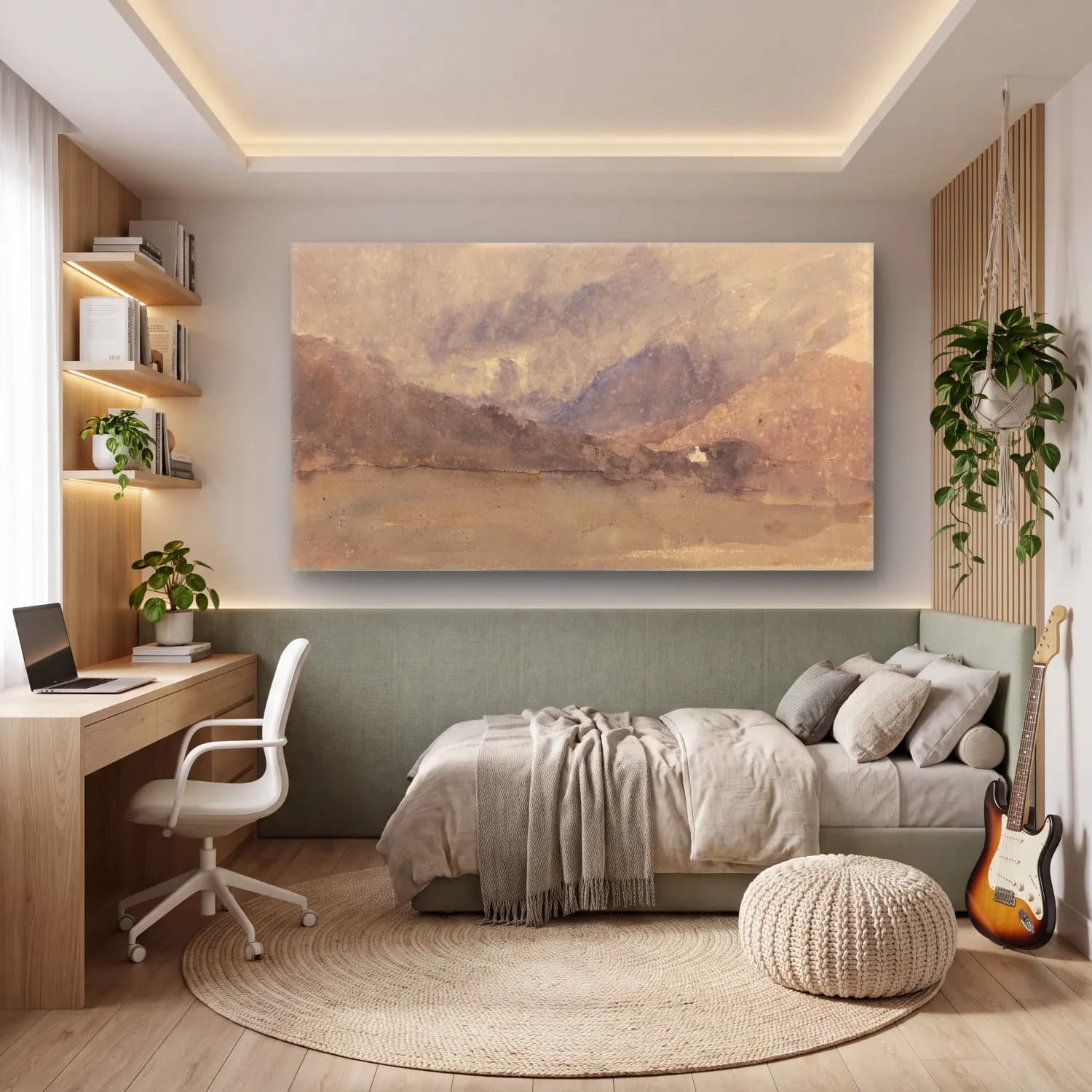 David Cox – Capel Curig, Caernarvonshire, Wales cam tablo — genç odasında
