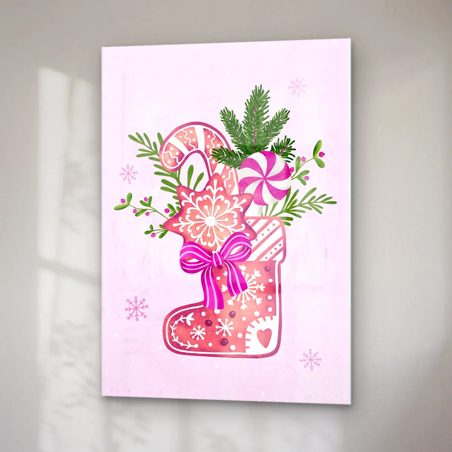 Pastel Yılbaşı Süsleri No. 47 cam tablo — sağ açıdan görünüm