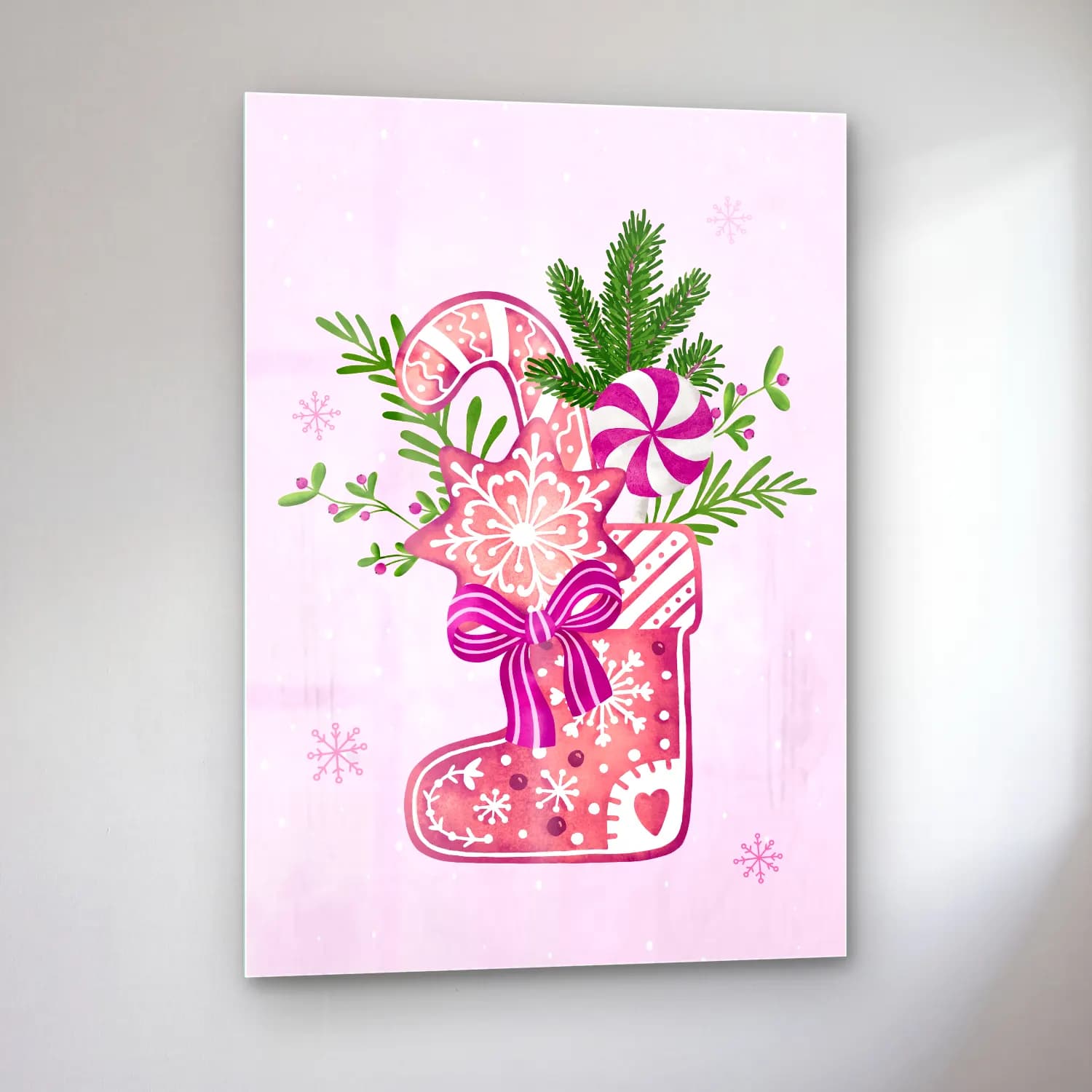Pastel Yılbaşı Süsleri No. 47 cam tablo — sol açıdan görünüm