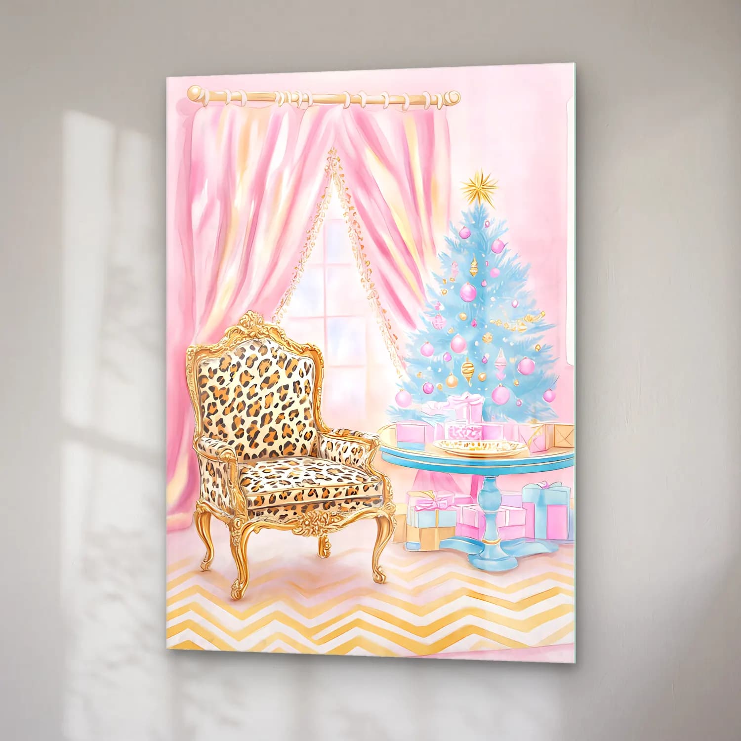 Pastel Yılbaşı Ağacı No. 36 cam tablo — sağ açıdan görünüm