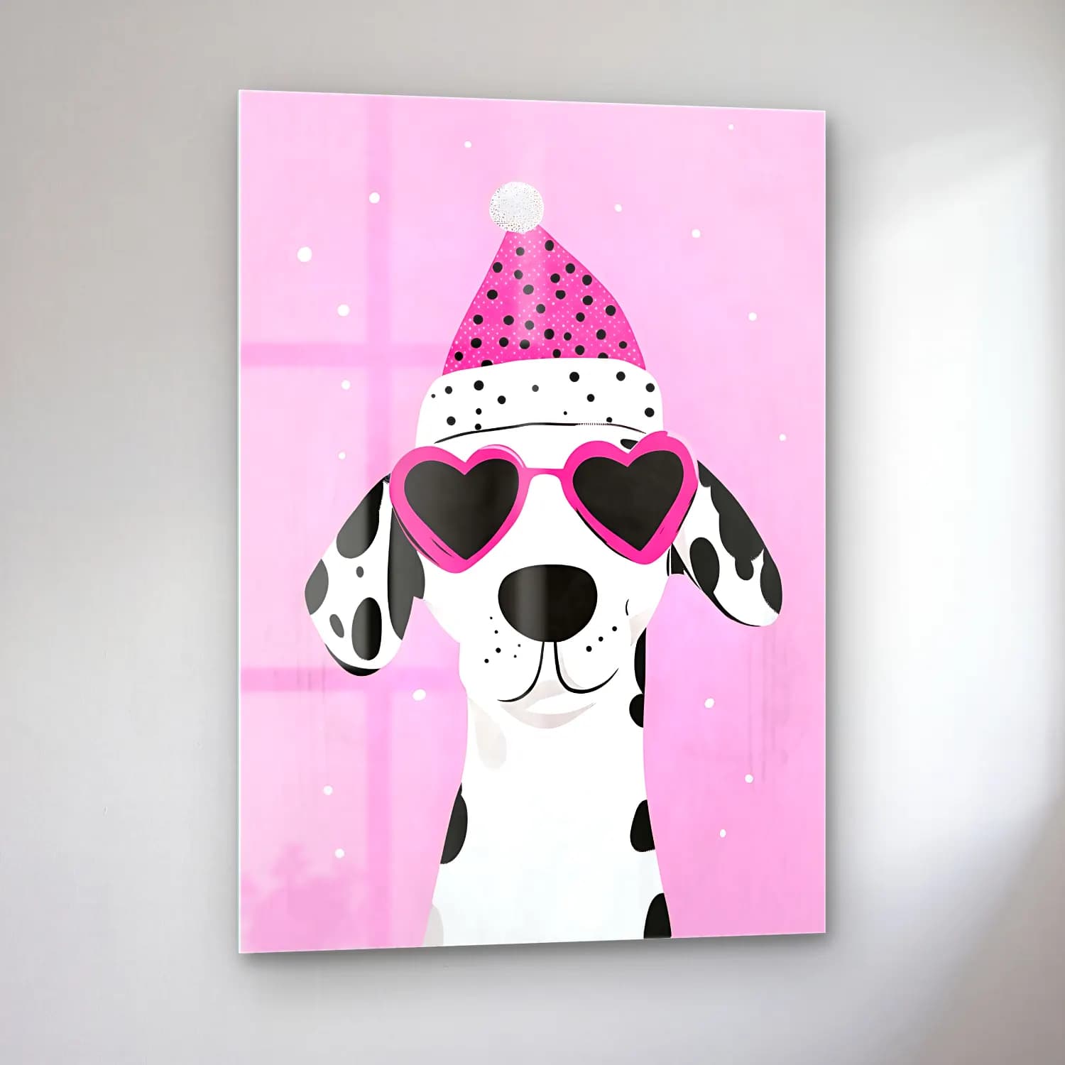 Sevimli İllüstrasyon Köpek No. 14 cam tablo — sol açıdan görünüm