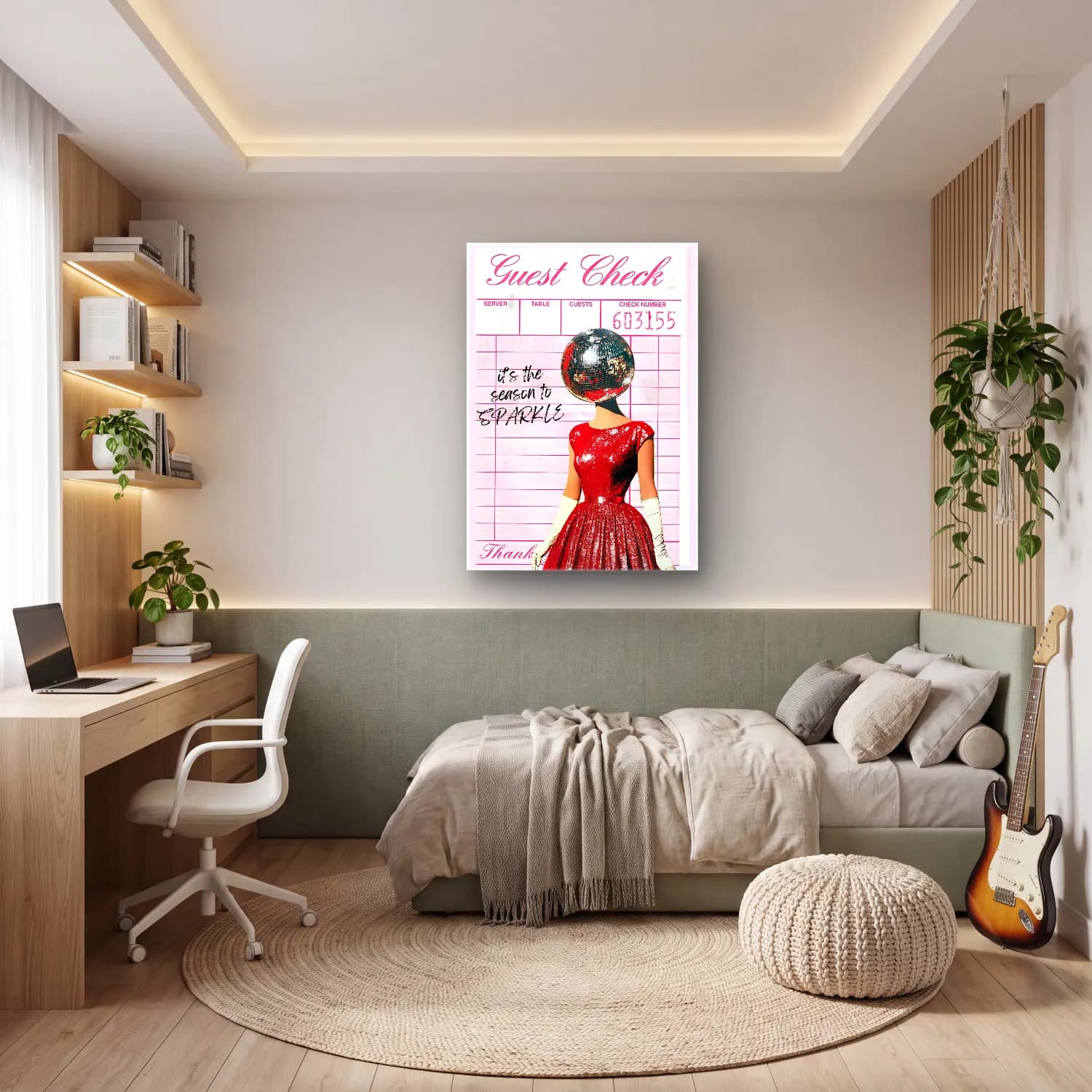 Vintage Poster Moda İllüstrasyonu No. 6 cam tablo — genç odasında