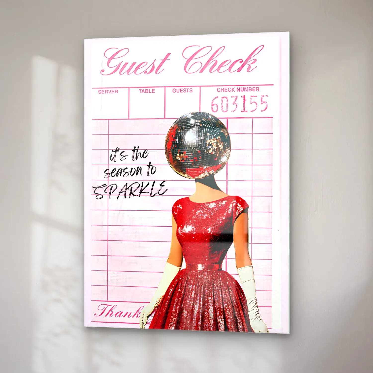 Vintage Poster Moda İllüstrasyonu No. 6 cam tablo — sağ açıdan görünüm