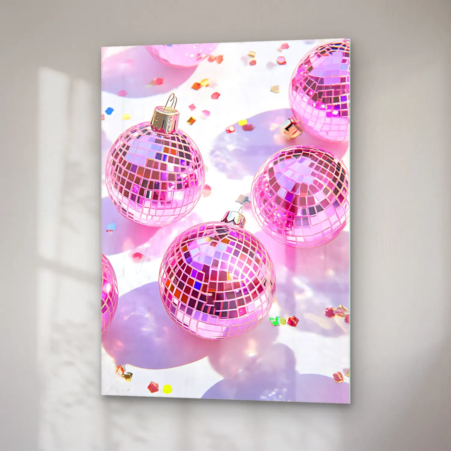 Pastel Yılbaşı Süsleri No. 49 cam tablo — sağ açıdan görünüm
