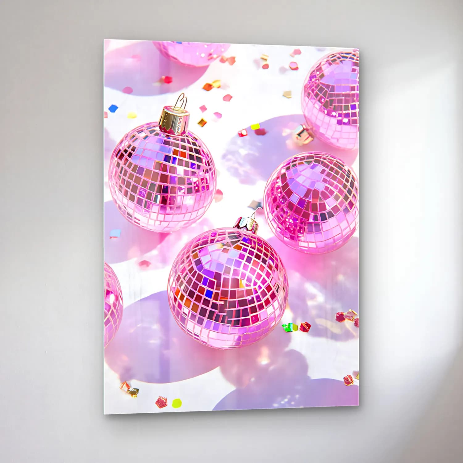 Pastel Yılbaşı Süsleri No. 49 cam tablo — sol açıdan görünüm