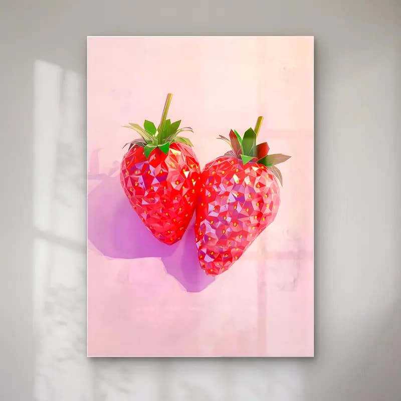 Pastel Çilekler No. 13 cam tablo — Pastel Çilekler No. 13 — pastel çilekler