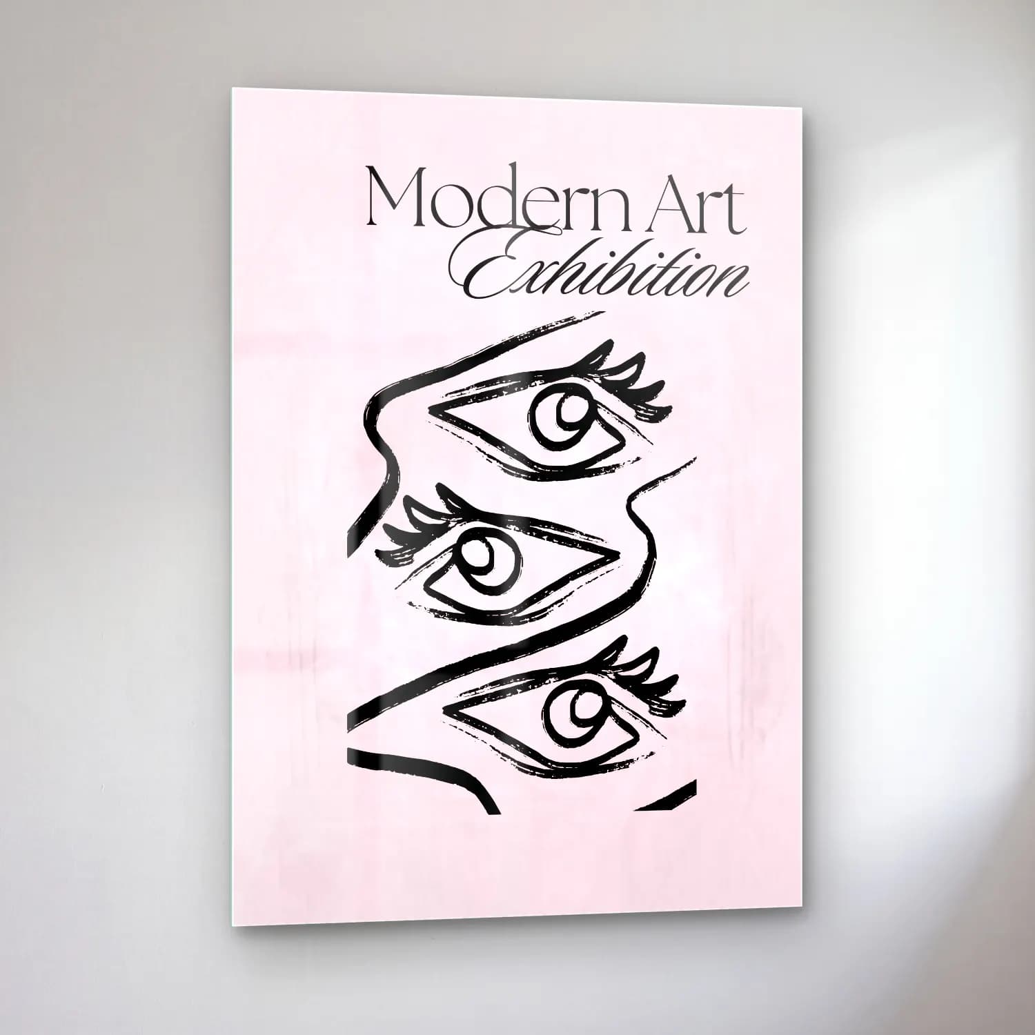 Pastel Çizgi Yüz No. 2 cam tablo — sol açıdan görünüm