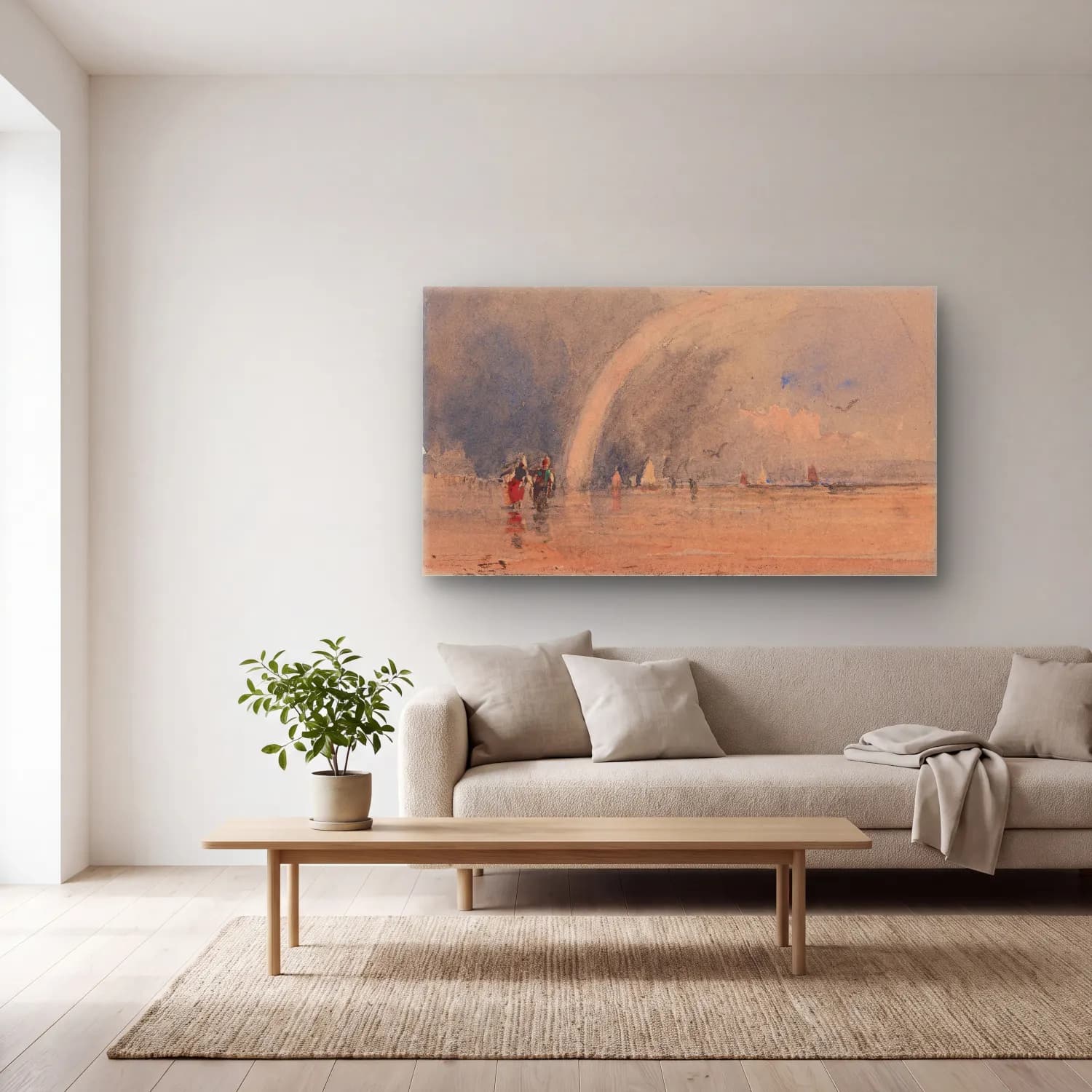 David Cox – Morecambe Sands (second half of 1830s) cam tablo — açık renk salonda