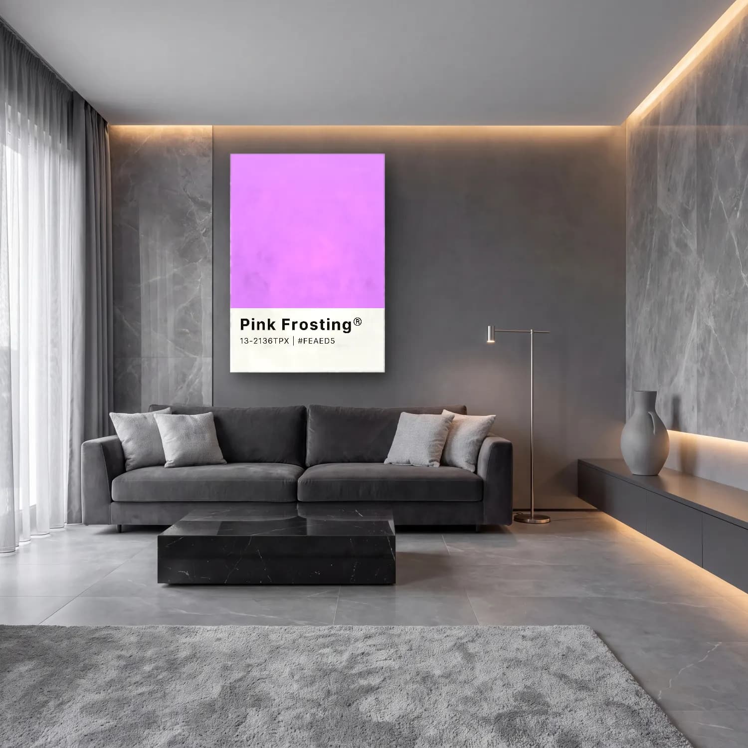 Pastel Renk Alanları No. 64 cam tablo — lüks salon duvarında