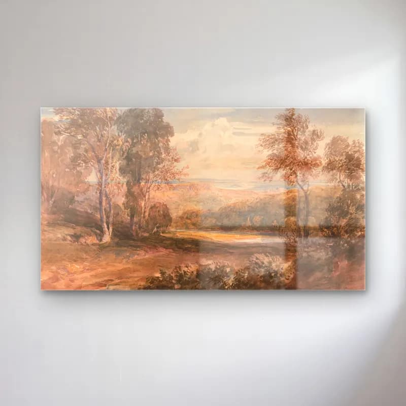 David Cox – On the Wye (circa 1832) cam tablo — David Cox – On the Wye (circa 1832) — suluboya kırda nehir
