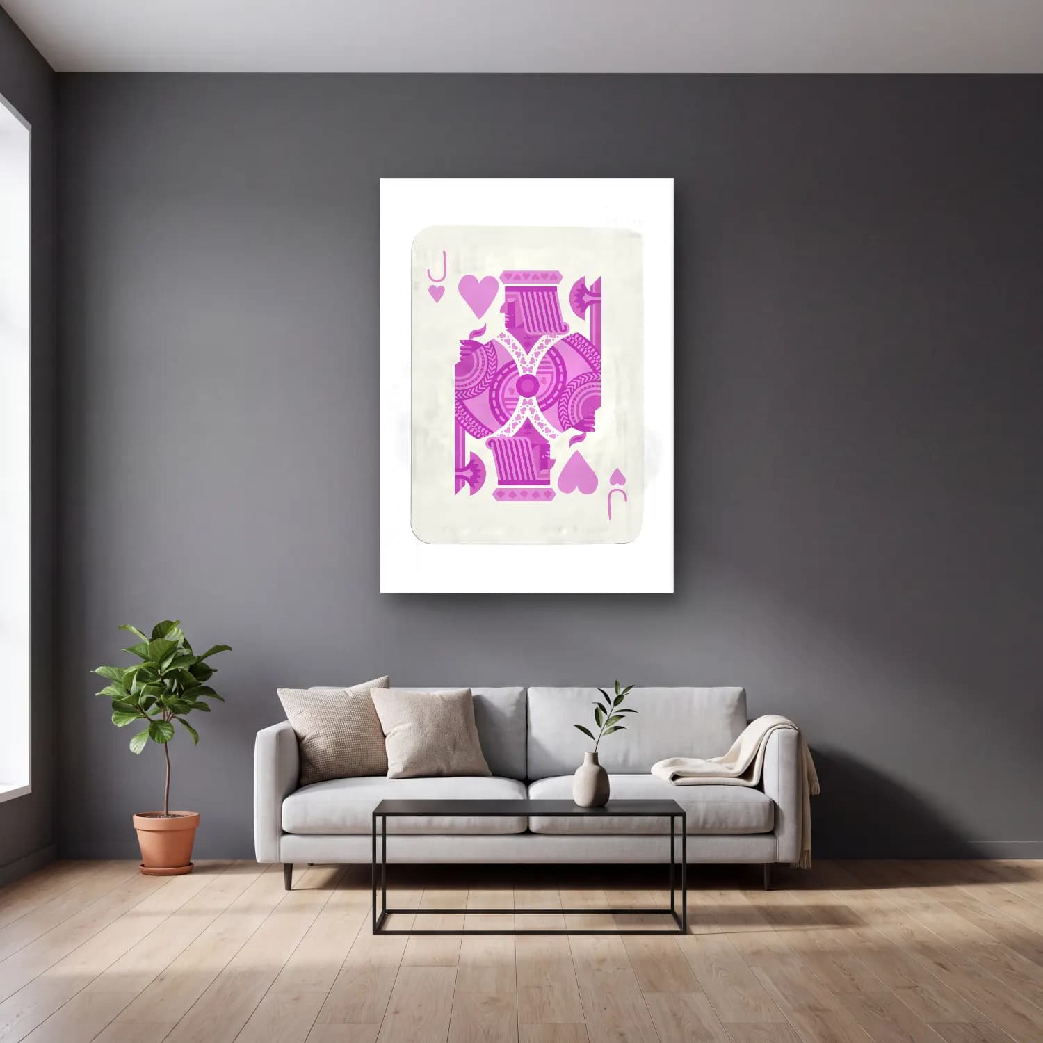 Pastel Tenis No. 7 cam tablo — gri duvarlı salonda
